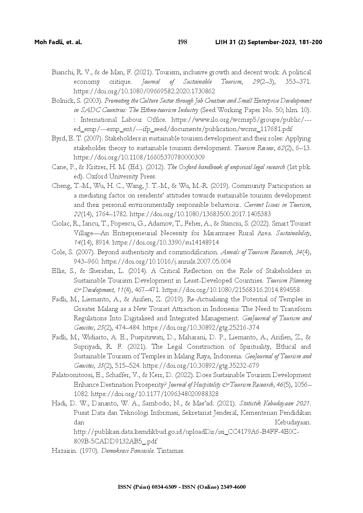 juris Inquiring into the sustainable tourism village development through the social complexity of adat peoples in digital era
