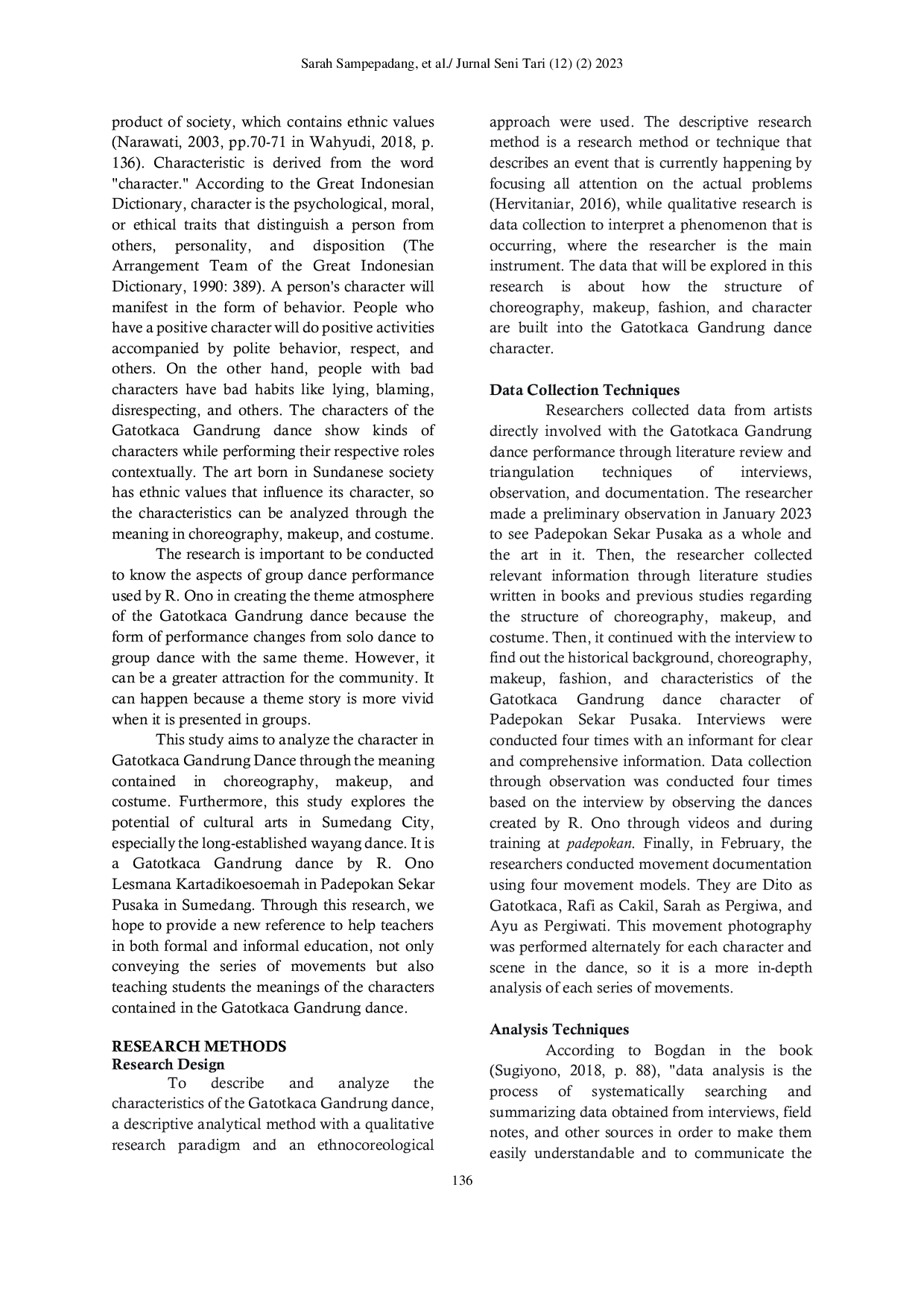 JURIS The Characteristic Analysis of Characters in Gatotkaca Gandrung Dance by R Ono Lesmana Kartadikoesoemah