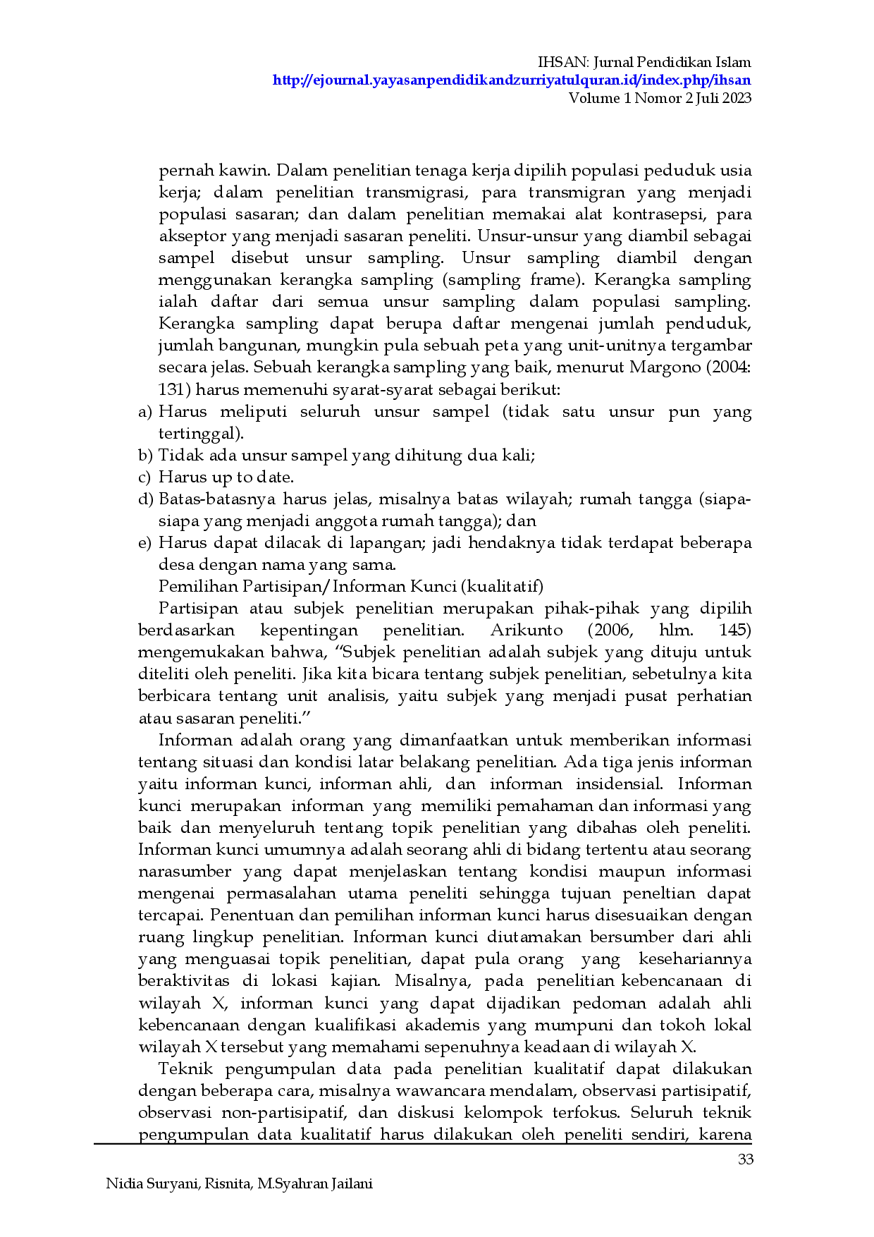 JURIS Konsep Populasi dan Sampling Serta Pemilihan Partisipan Ditinjau Dari Penelitian Ilmiah Pendidikan