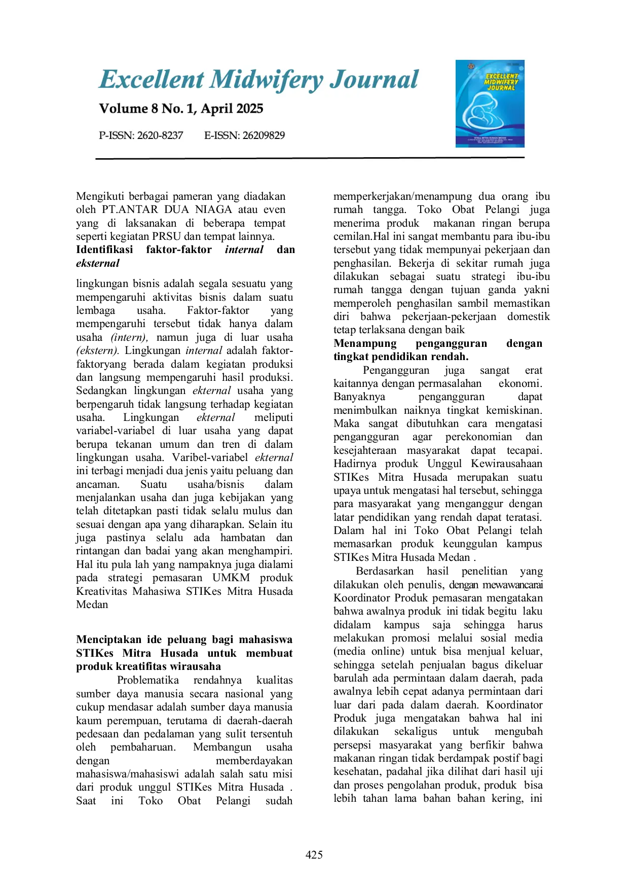 JURIS Analisis Strategi Pemasaran Produk Unggul Kewirausahaan Stikes Mitra Husada Medan Pada Pelanggan Toko Obat Pelangi Di Desa Lubuk Bayas Kecamatan Perbaungan Tahun 2024