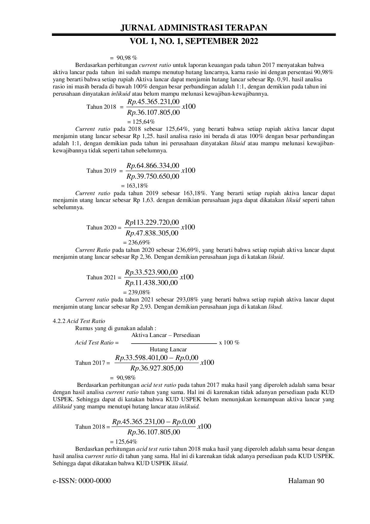 JURIS Analisa Likuiditas Pada Koperasi Unit Desa USPEK di Desa Uraur