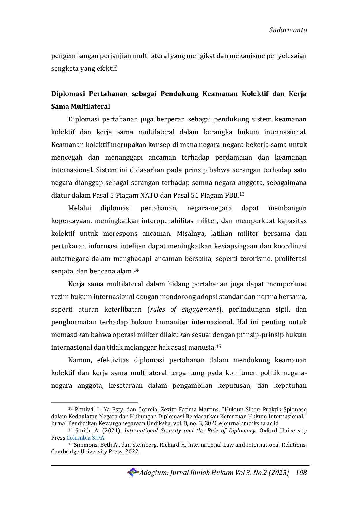 JURIS Defense Diplomacy in the Perspective of International Law A Strategy for Achieving Global Security