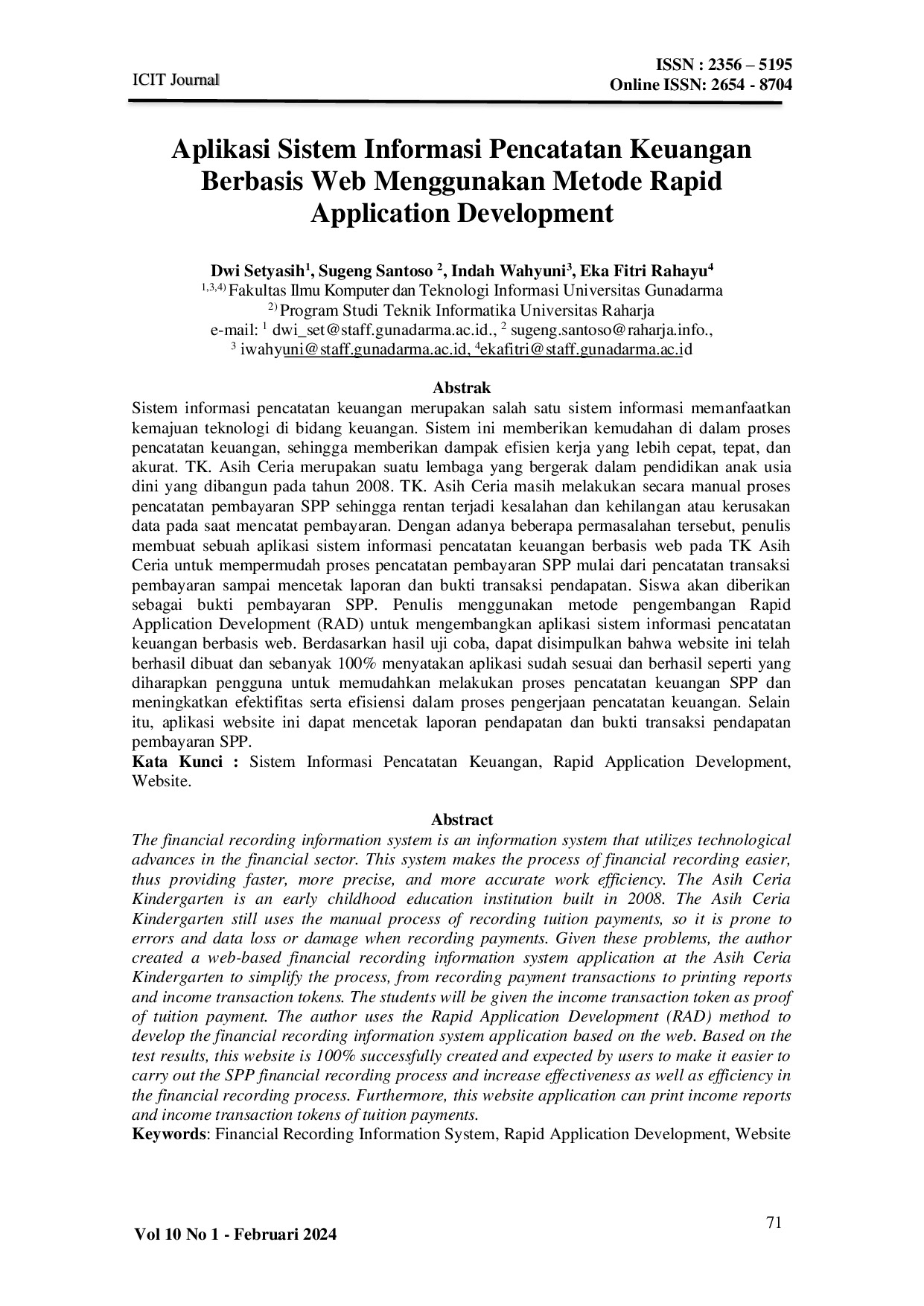 JURIS WebBased Financial Recording Information System Application Using the Rapid Application Development Method
