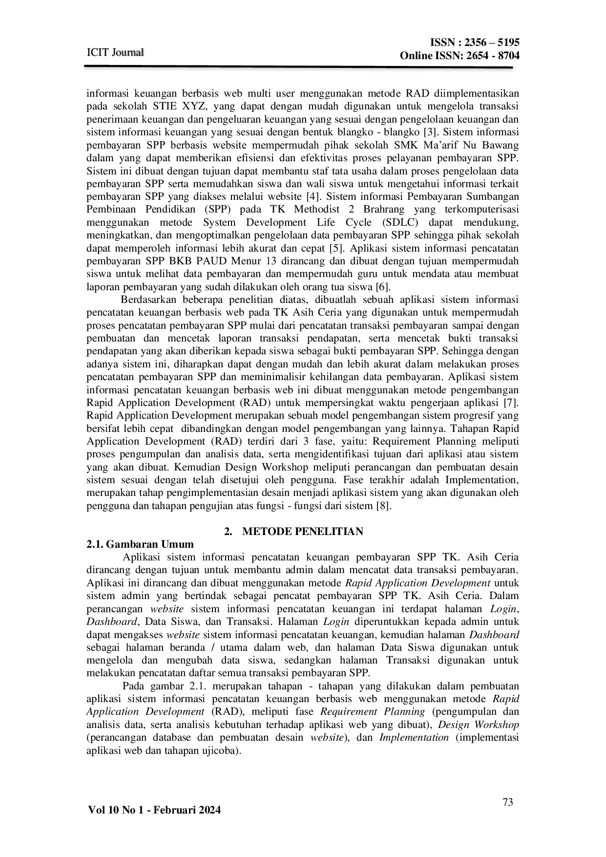 JURIS WebBased Financial Recording Information System Application Using the Rapid Application Development Method
