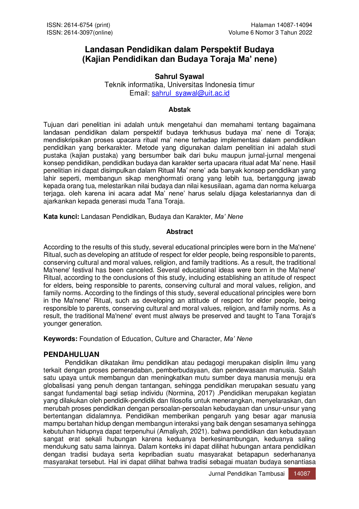JURIS Landasan Pendidikan dalam Perspektif Budaya Kajian Pendidikan dan Budaya Toraja Ma nene