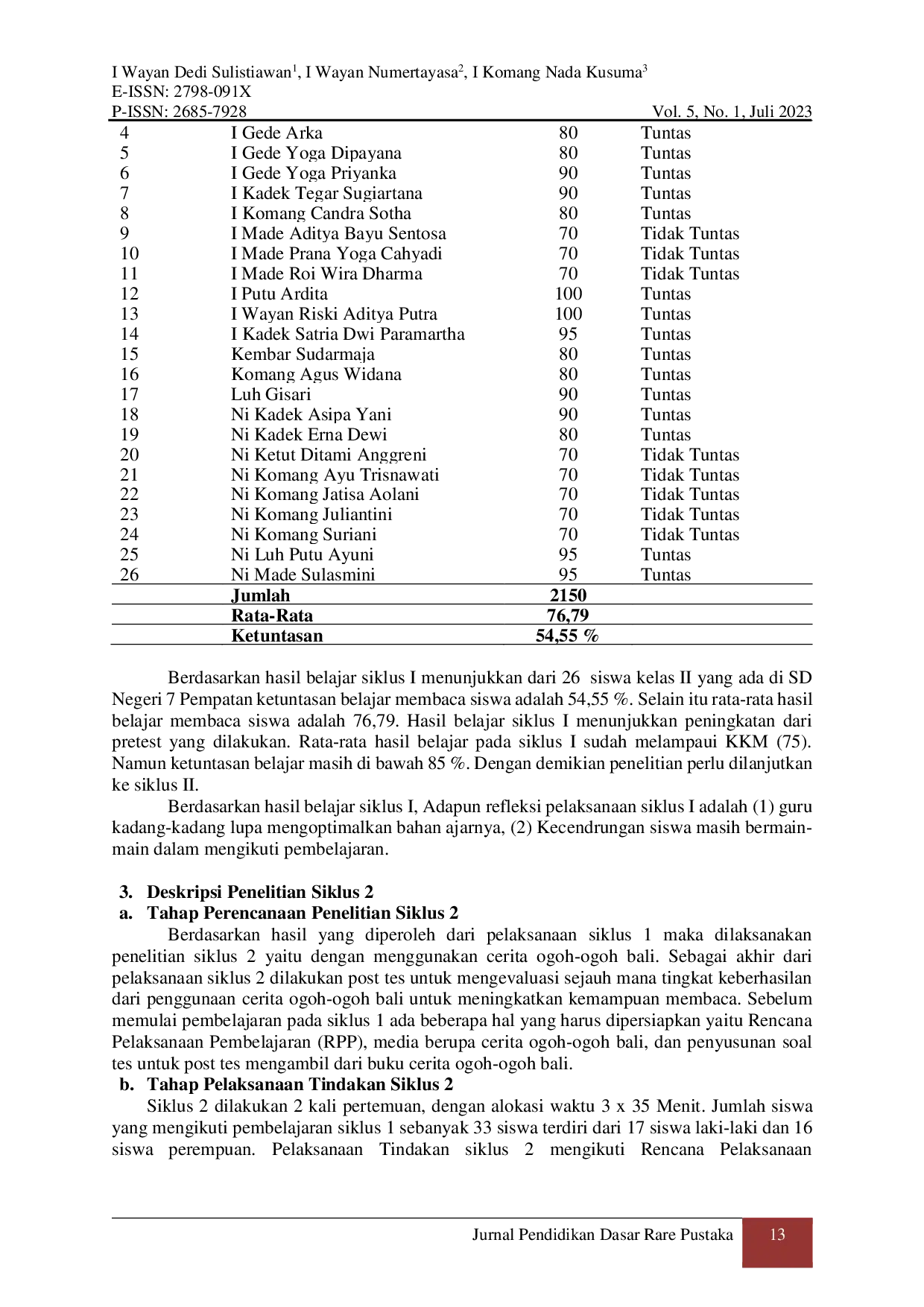 JURIS Penggunaan Bahan Bacaan Cerita Ogoh Ogoh Bali Untuk Meningkatkan Kemampuan Membaca Kelas 2 Sd Negeri 7 Pempatan