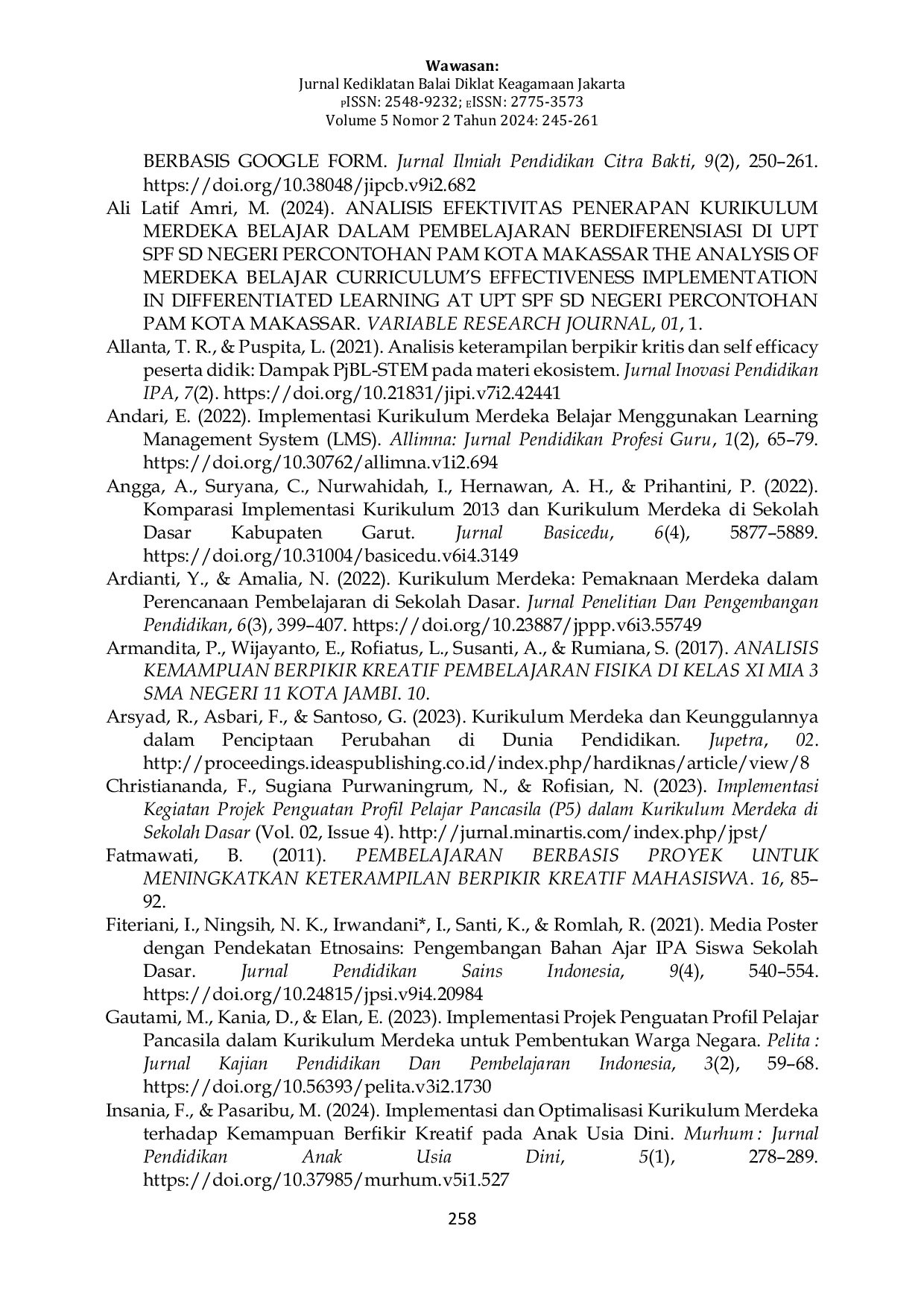 JURIS KETERAMPILAN BERPIKIR KREATIF PADA PROYEK PEMBUATAN POSTER DAN KOMIK KESADARAN LINGKUNGAN DI PONDOK PESANTREN SMP IT AL MUSYARROFAH CIANJUR