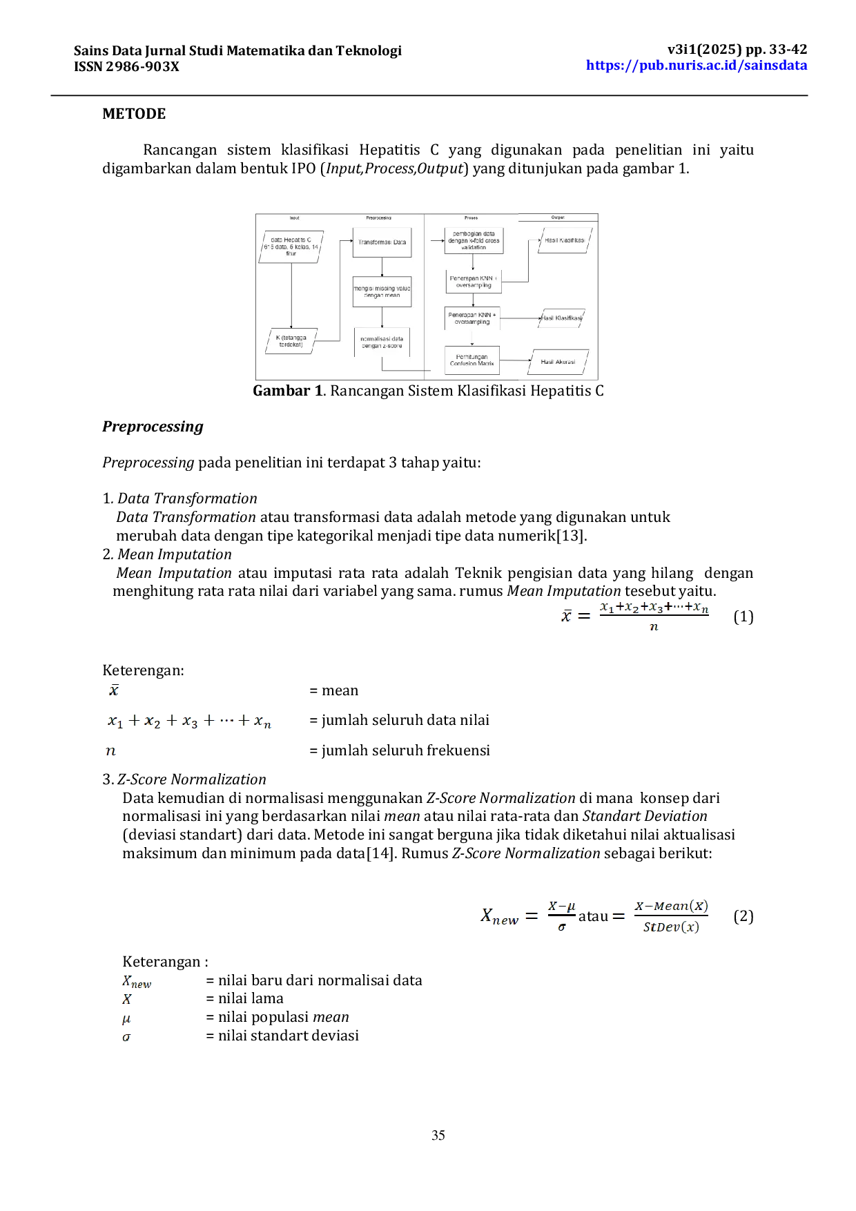 JURIS Klasifikasi Penyakit Hepatitis C dengan Menggunakan K Nearest Neighbor