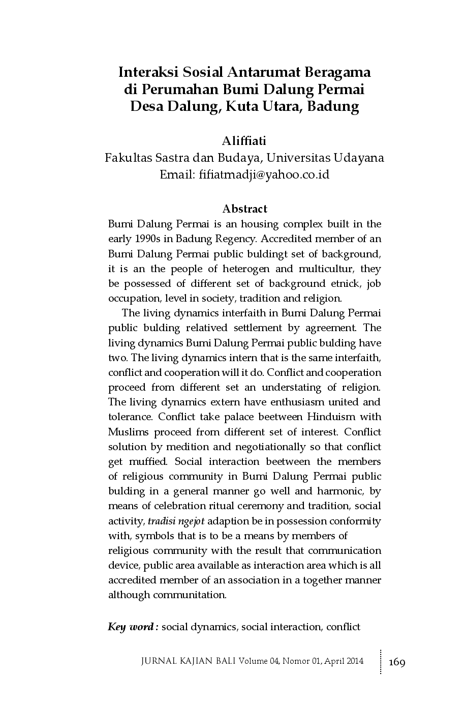 juris Interaksi Sosial Antarumat Beragama di Perumahan Bumi Dalung Permai Desa Dalung Kuta Utara Badung