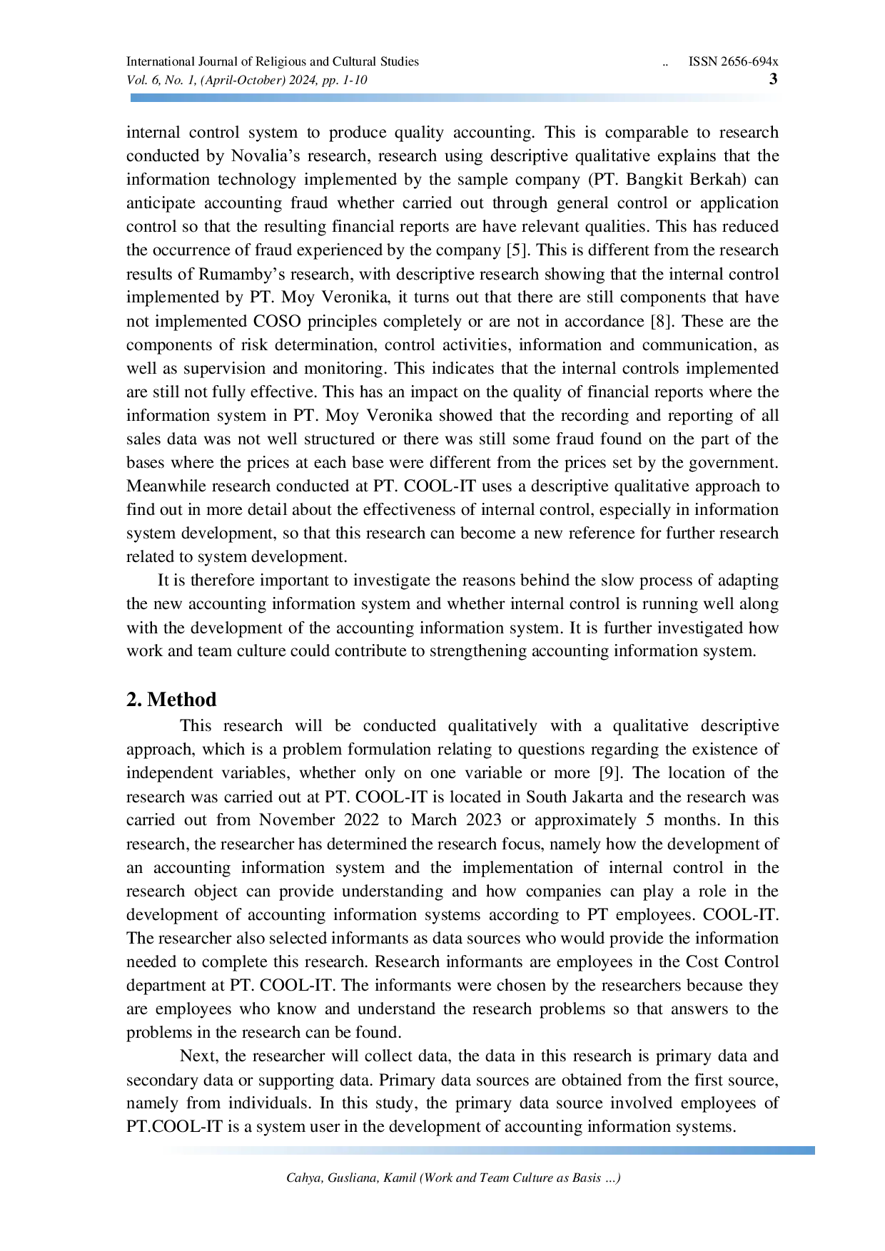 JURIS Work and Team Culture as Basis of Internal Control Effectiveness in Accounting Information System Development