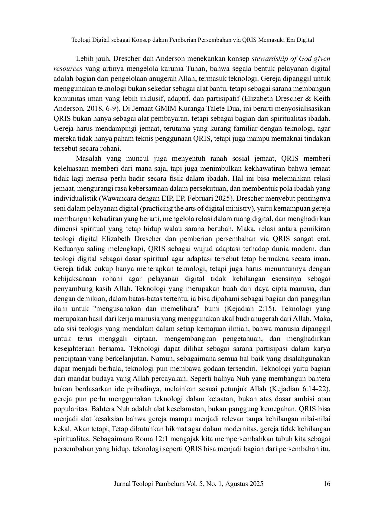 JURIS Digital Theology as a Concept in Offering through QRIS Entering the Digital Era