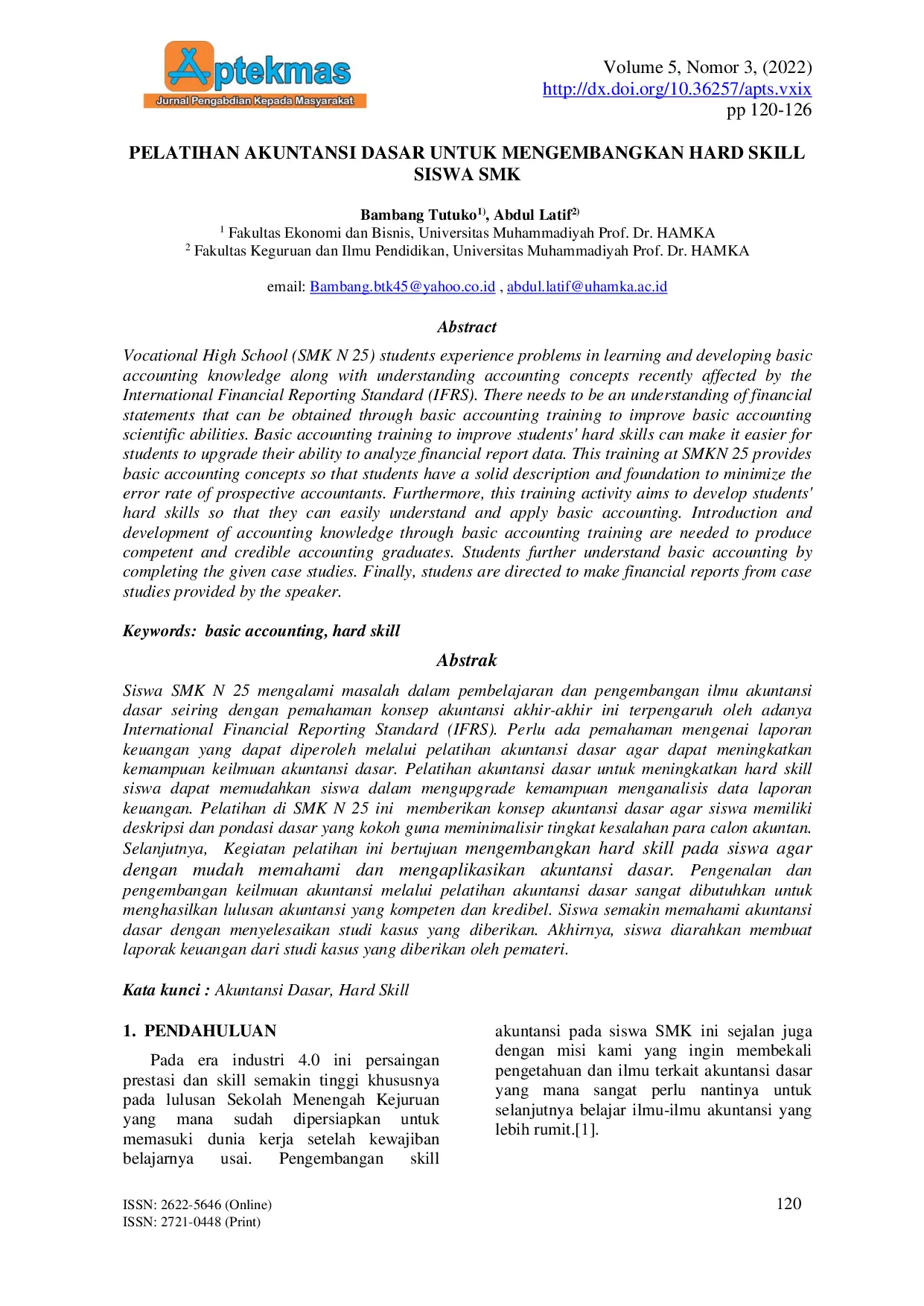 JURIS PELATIHAN AKUNTANSI DASAR UNTUK MENGEMBANGKAN HARD SKILL SISWA SMK
