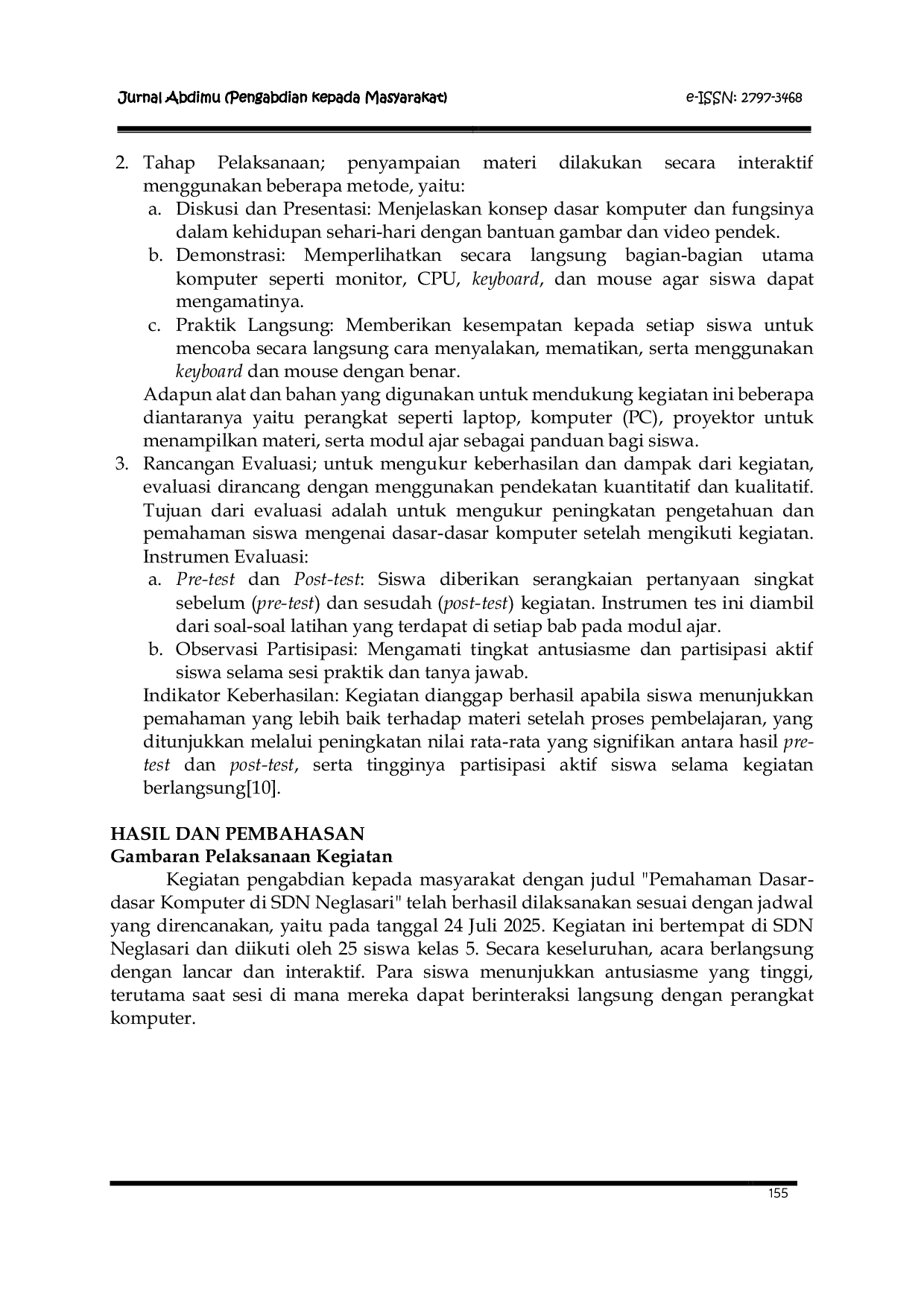 JURIS Sosialisasi Dasar Dasar Komputer di SDN Neglasari