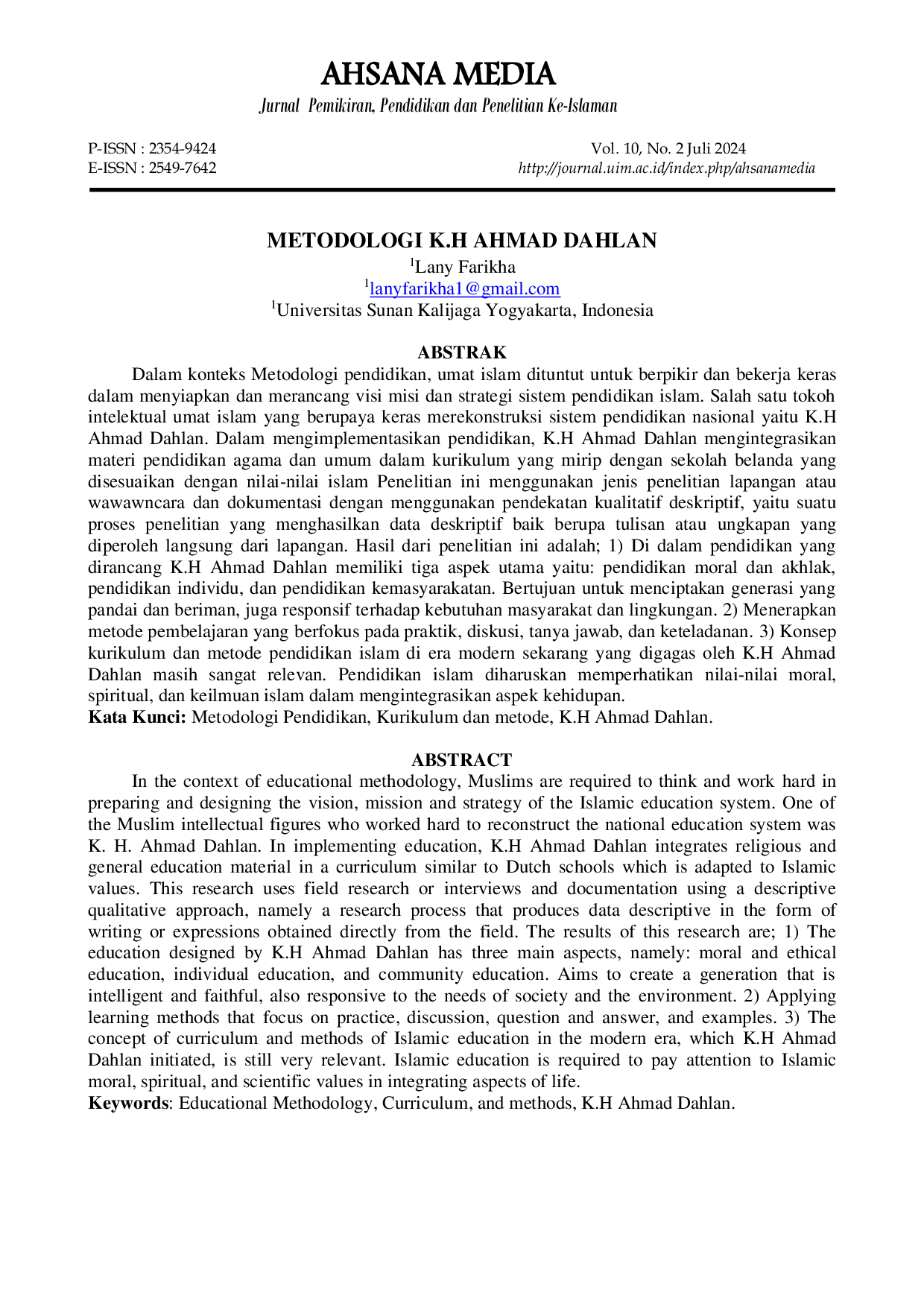 JURIS Metodologi K H Ahmad Dahlan