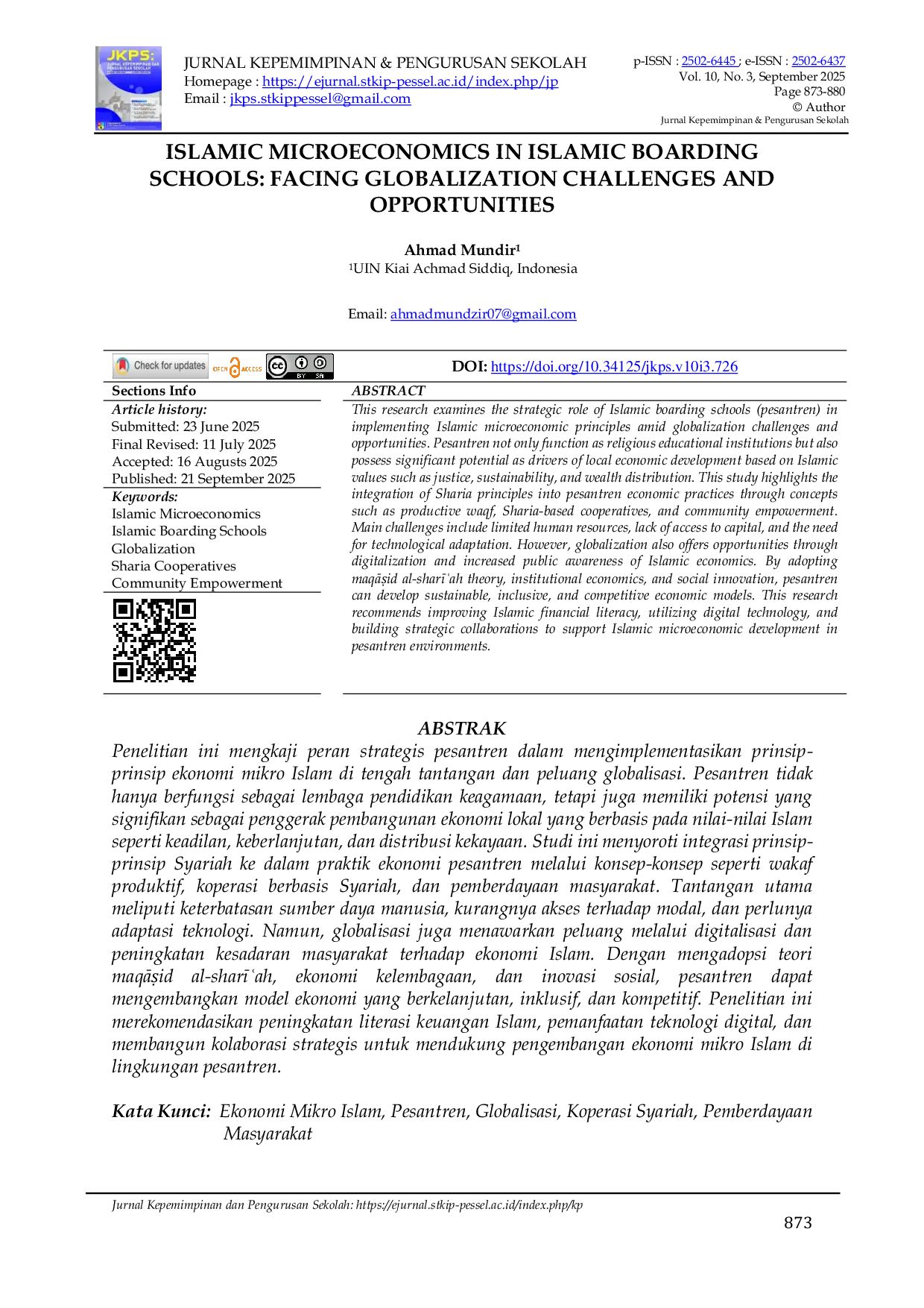 JURIS Islamic Microeconomics in Islamic Boarding Schools Facing Globalization Challenges and Opportunities