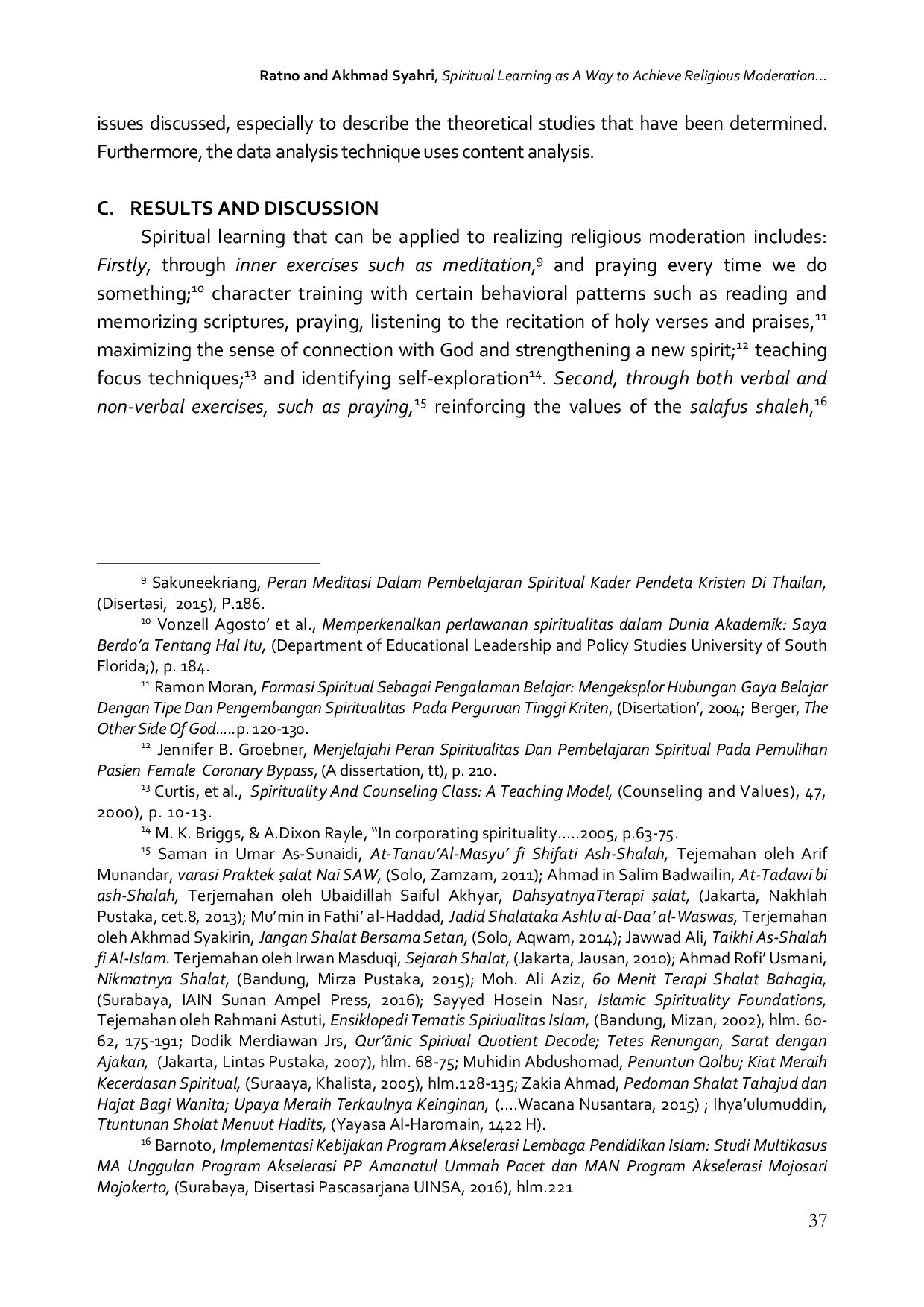 JURIS Spiritual Learning as a Way to Achieve Religious Moderation