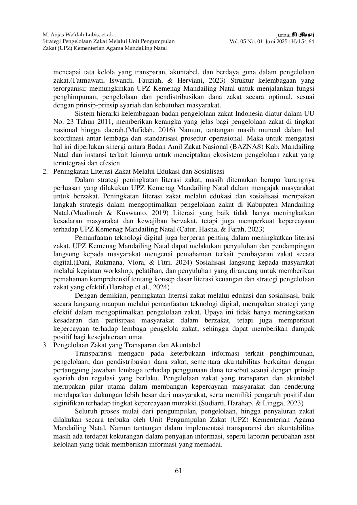 JURIS STRATEGI PENGELOLAAN ZAKAT MELALUI UNIT PENGUMPULAN ZAKAT UPZ KEMENTERIAN AGAMA MANDAILING NATAL Studi Kualitatif pada Lembaga Keagamaan di Sumatera Utara
