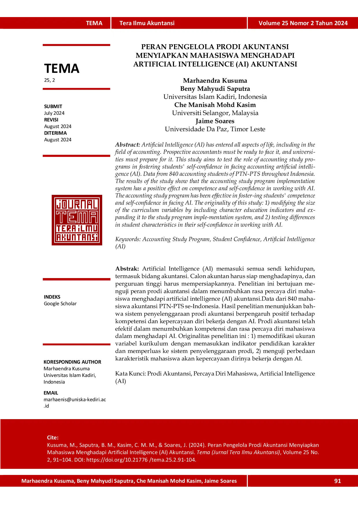 JURIS Peran Pengelola Prodi Akuntansi Menyiapkan Mahasiswa Menghadapi Artificial Intelligence AI Akuntansi
