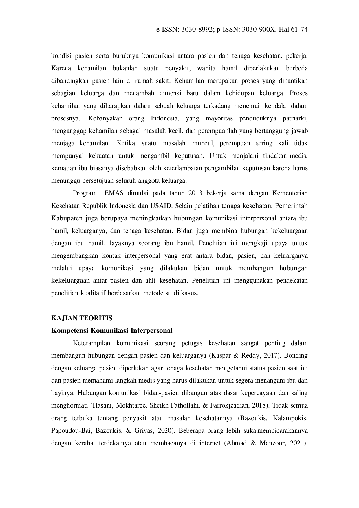 JURIS Komunikasi Interpersonal Bidan untuk Mengurangi Ibu dan Neonatal Kematian di Indonesia