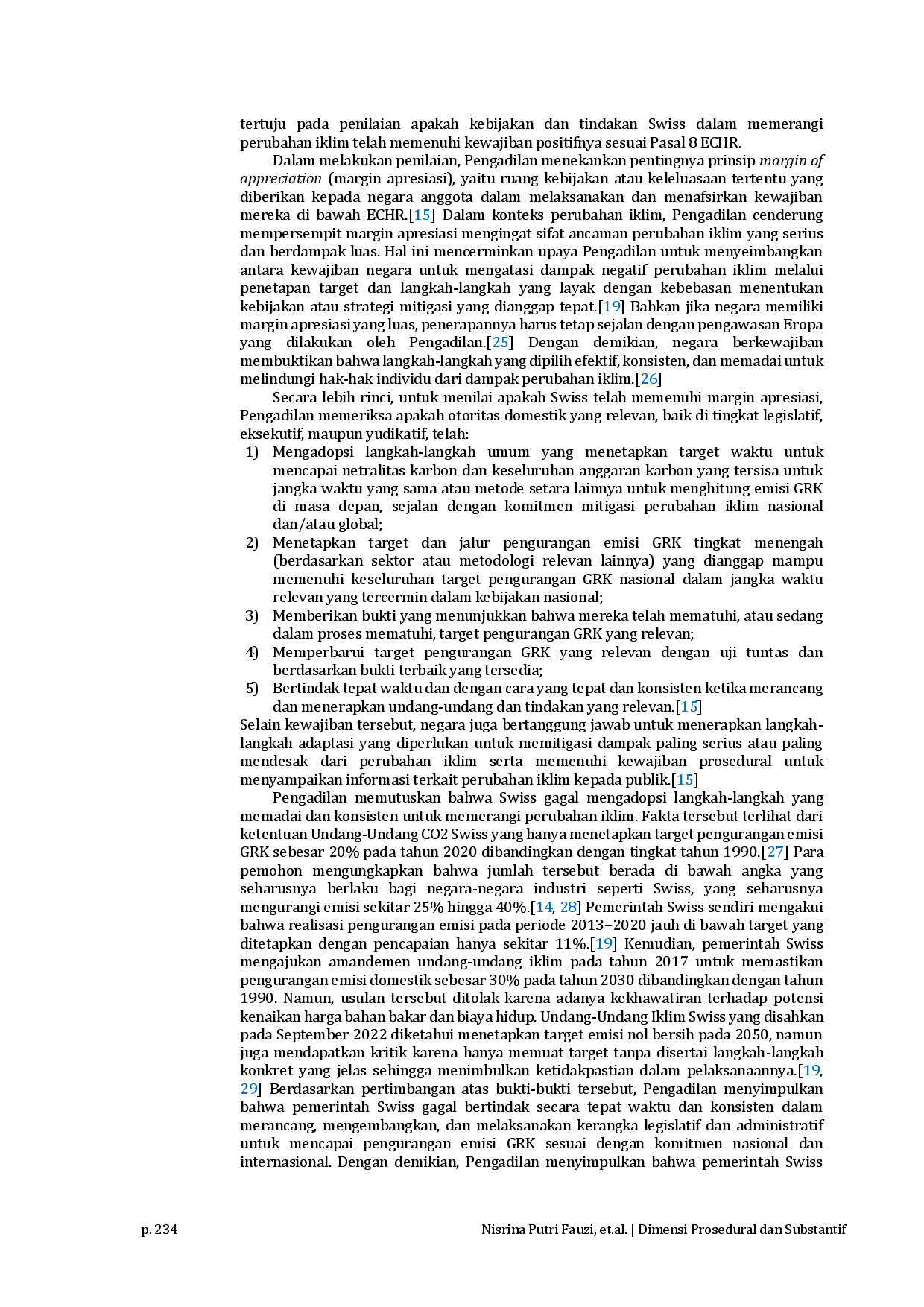 juris Procedural and Substantive Dimensions of Human Rights Protection in the Judgment of Verein KlimaSeniorinnen v Switzerland