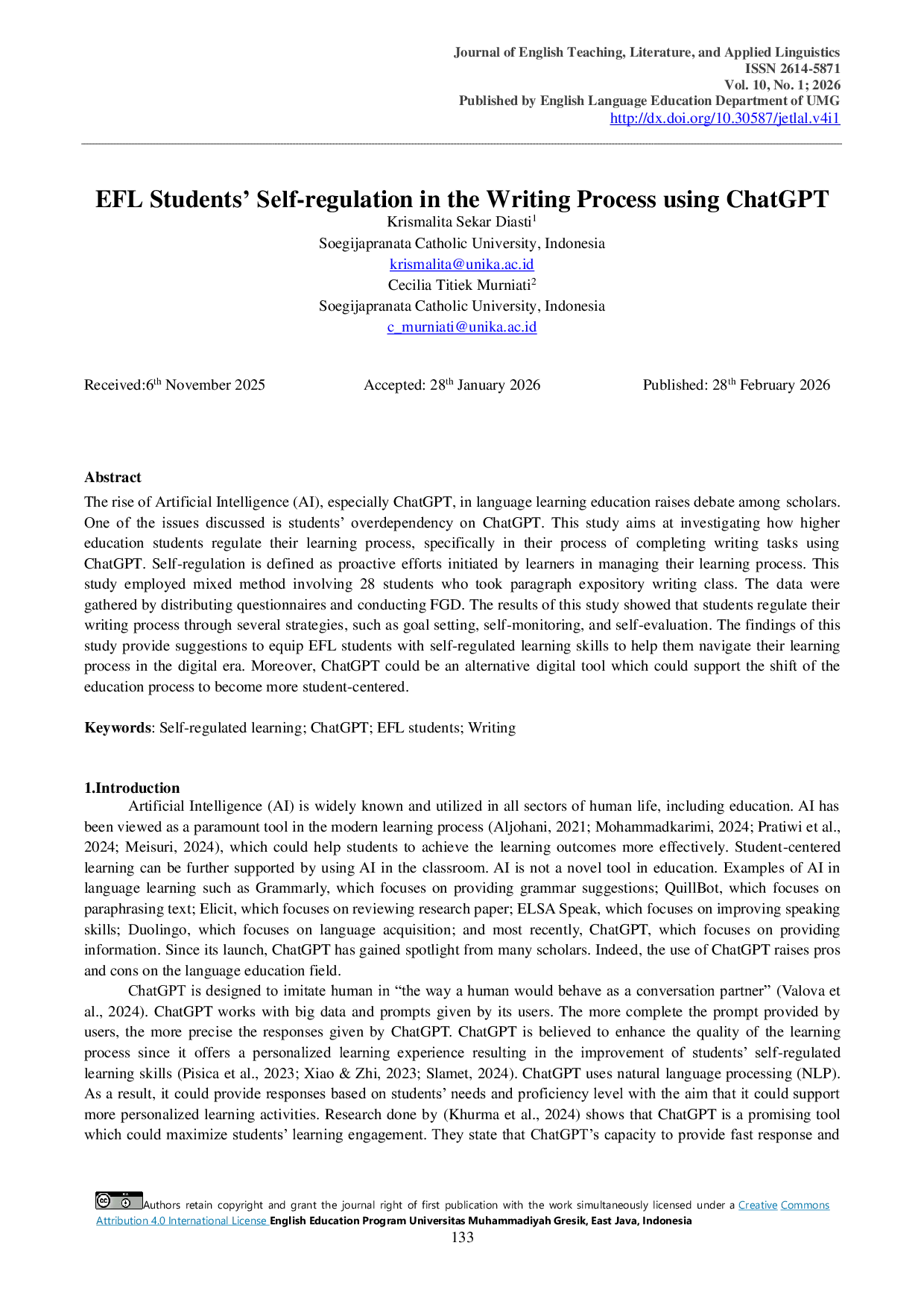 JURIS EFL Students Self regulation in the Writing Process using ChatGPT