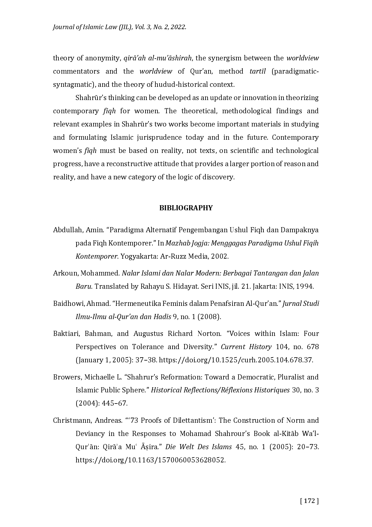 juris Reconstruction of Women s Fiqh An Analysis of Muhammad Shahrr s Contemporary Reading in a Hermeneutic Perspective