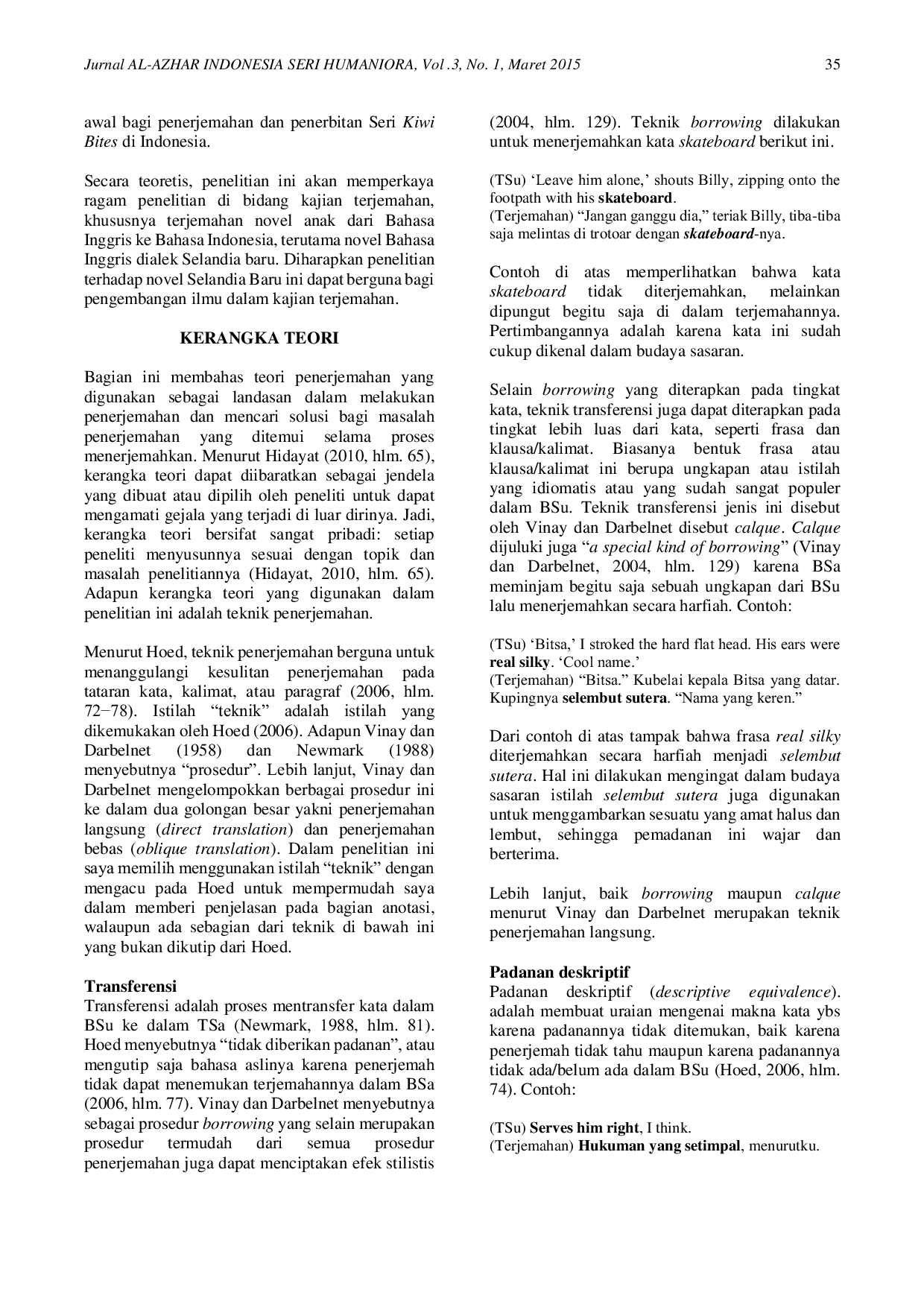 JURIS Terjemahan Beranotasi Kata dan Ungkapan Budaya di dalam Novel Anak Selandia Baru I m Telling on You dan Barry Bitsa