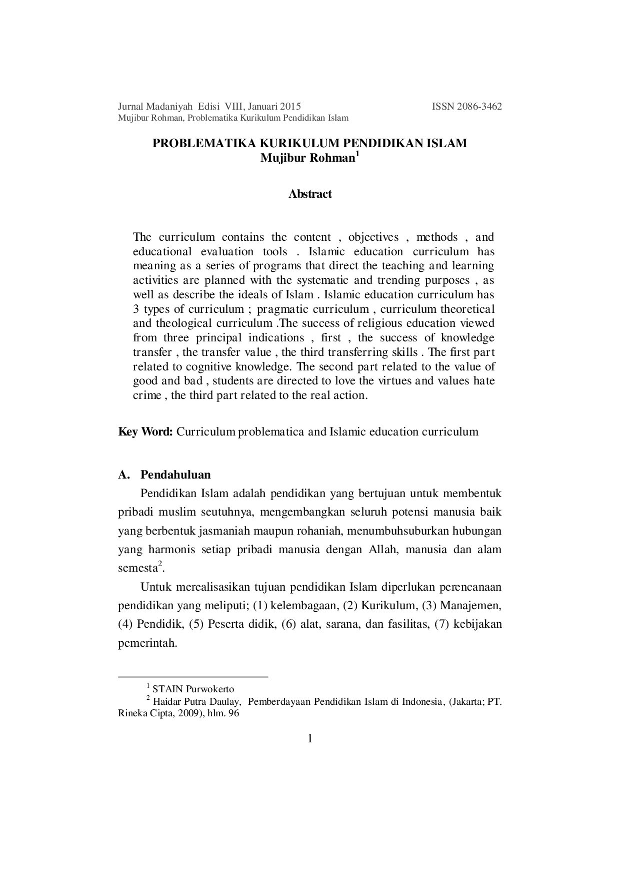 juris Problematika Kurikulum Pendidikan Islam