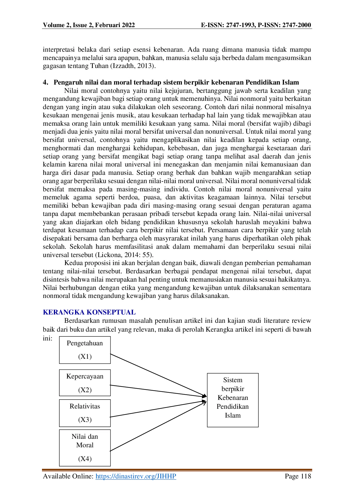 juris Literature Review Sistem Berfikir Kebenaran Pendidikan Islam Pengetahuan Kepercayaan Relativitas Nilai Dan Moralitas