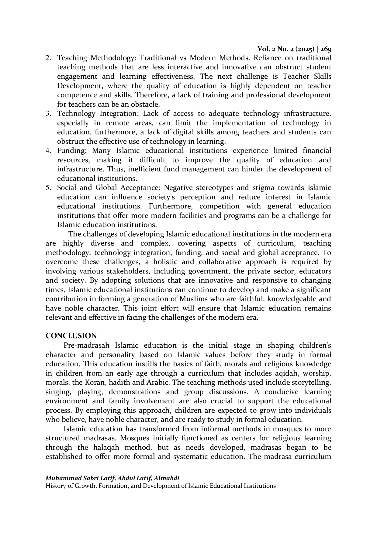 JURIS History of Growth Formation and Development of Islamic Educational Institutions