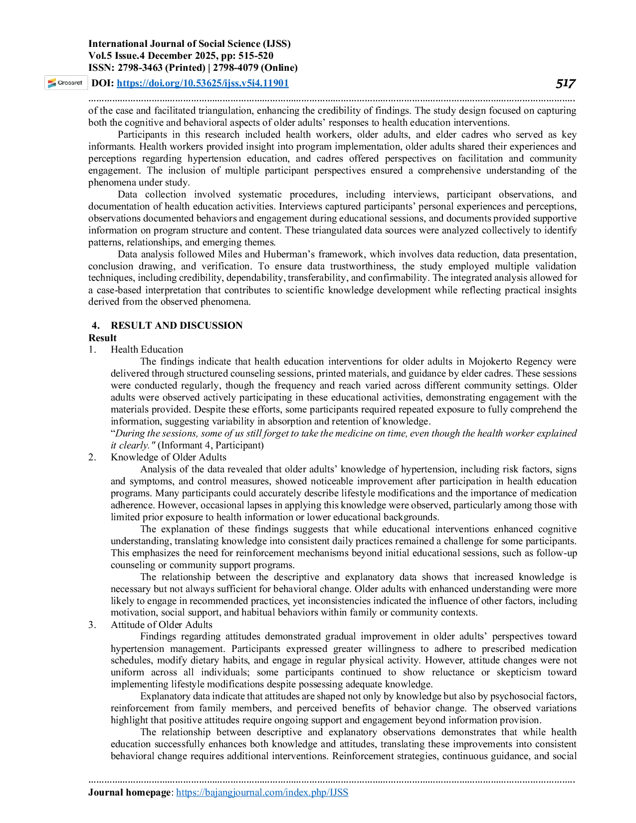 JURIS Evaluation of the Impact of Health Education on the Knowledge and Attitudes of Older Adults in Hypertension Management in Mojokerto Regency