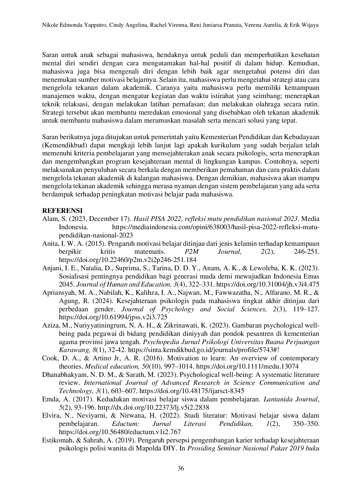 JURIS Psychological Well Being Dan Motivasi Belajar Mahasiswa