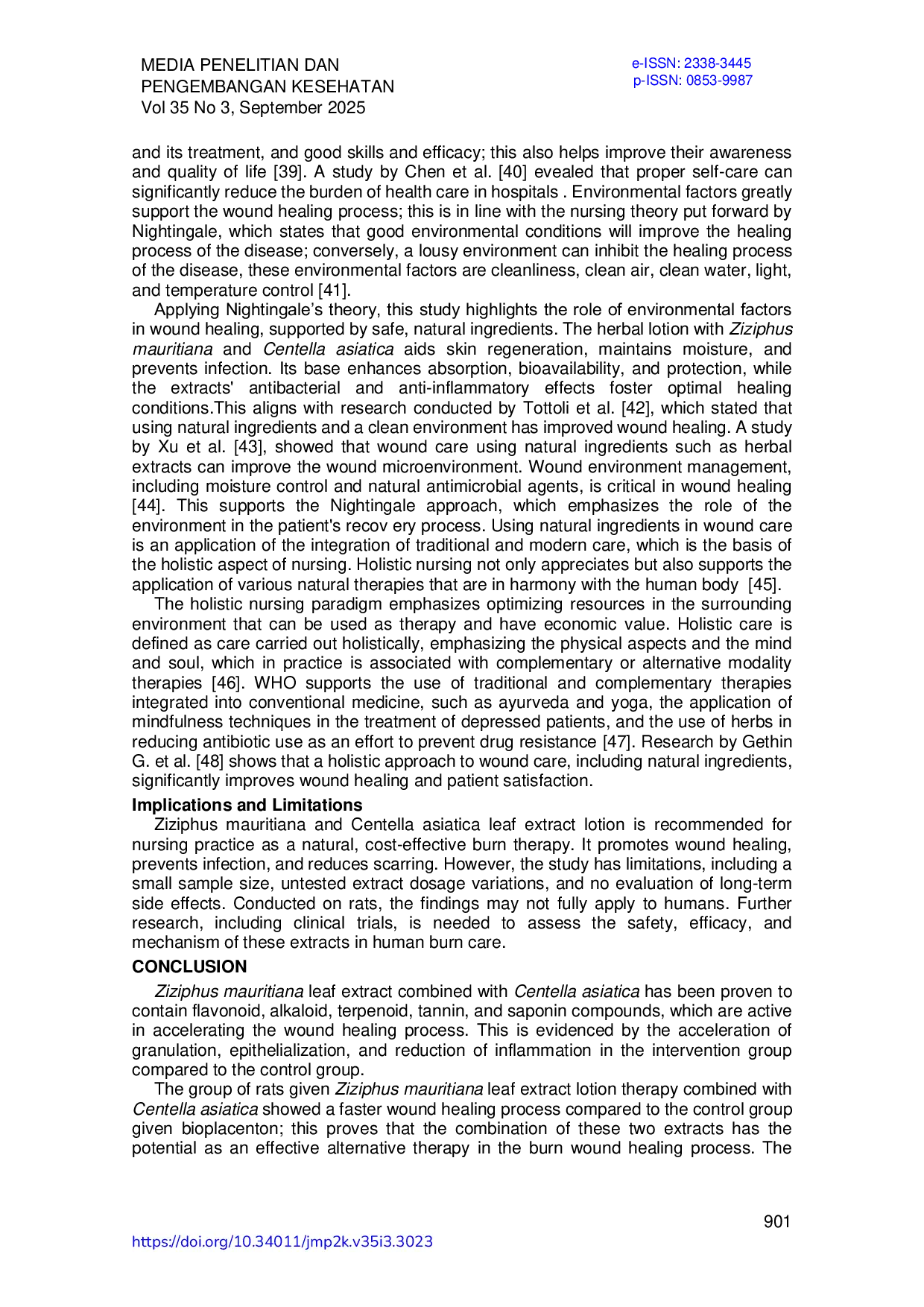 JURIS Efektivitas Lotion Ekstrak Daun Ziziphus mauritiana yang Dikombinasikan Centella asiatica terhadap Penyembuhan Luka Bakar pada Tikus