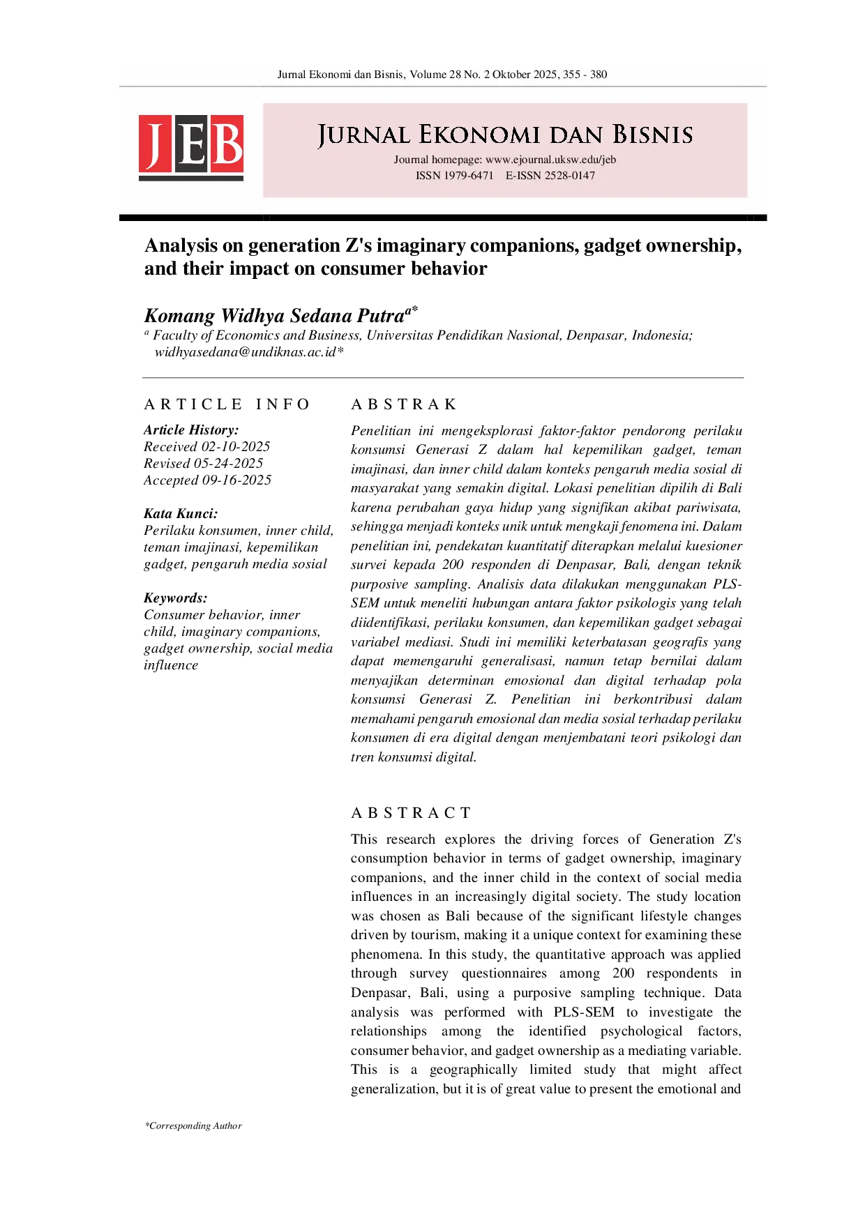 JURIS Analysis on generation Z s imaginary companions gadget ownership and their impact on consumer behavior