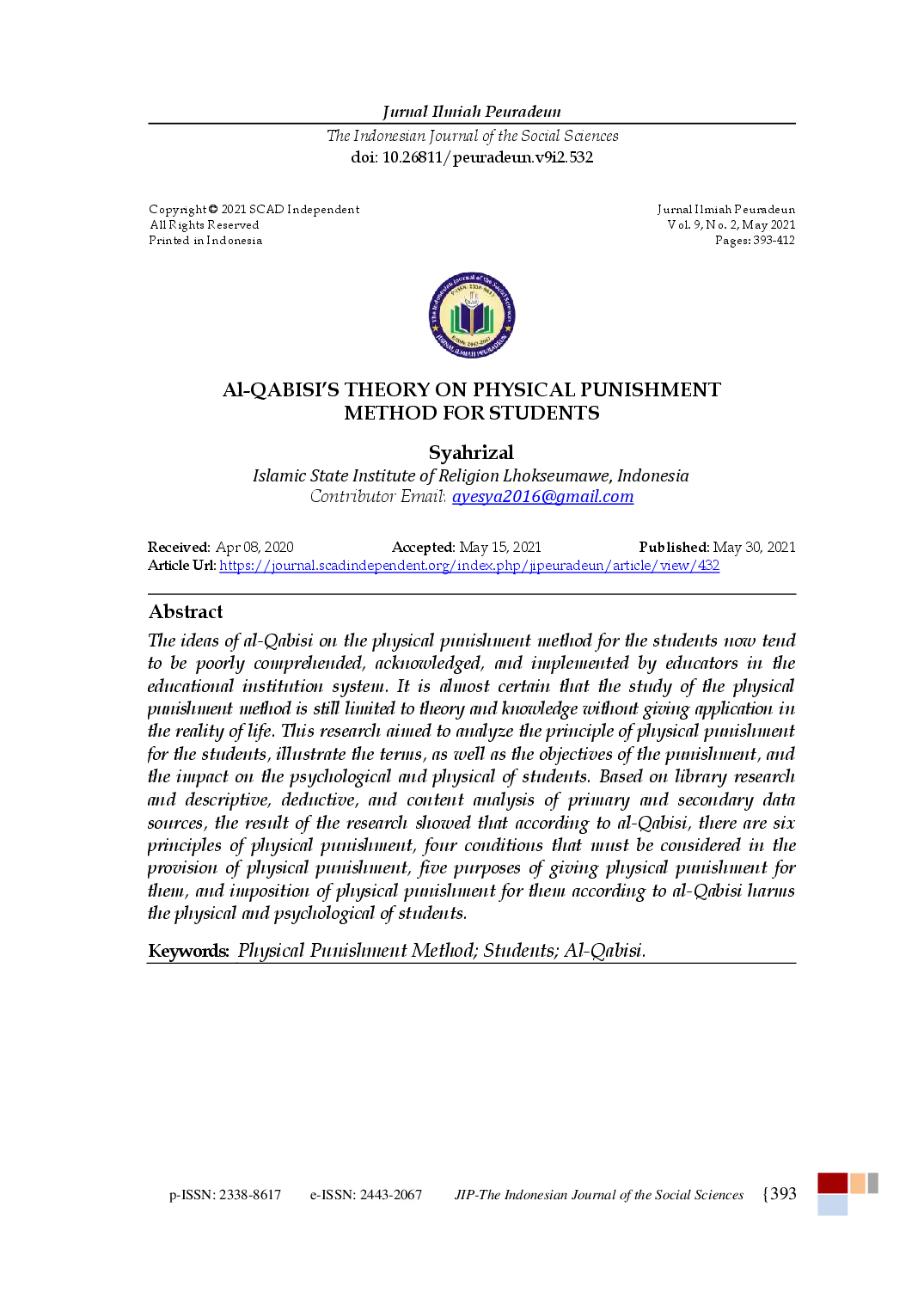 juris Al Qabisi s Theory on Physical Punishment Method for Students