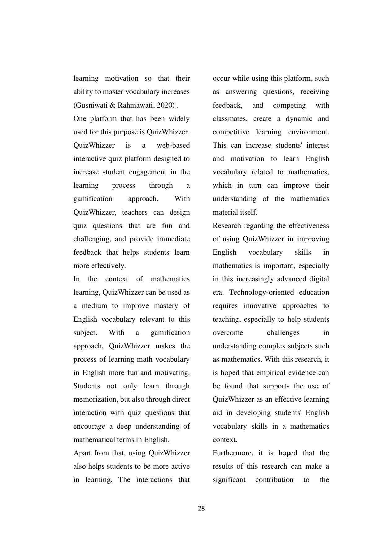 JURIS Use Of Quizwhizzer Media To Improve Vocabulary Skills In Mathematics Learning