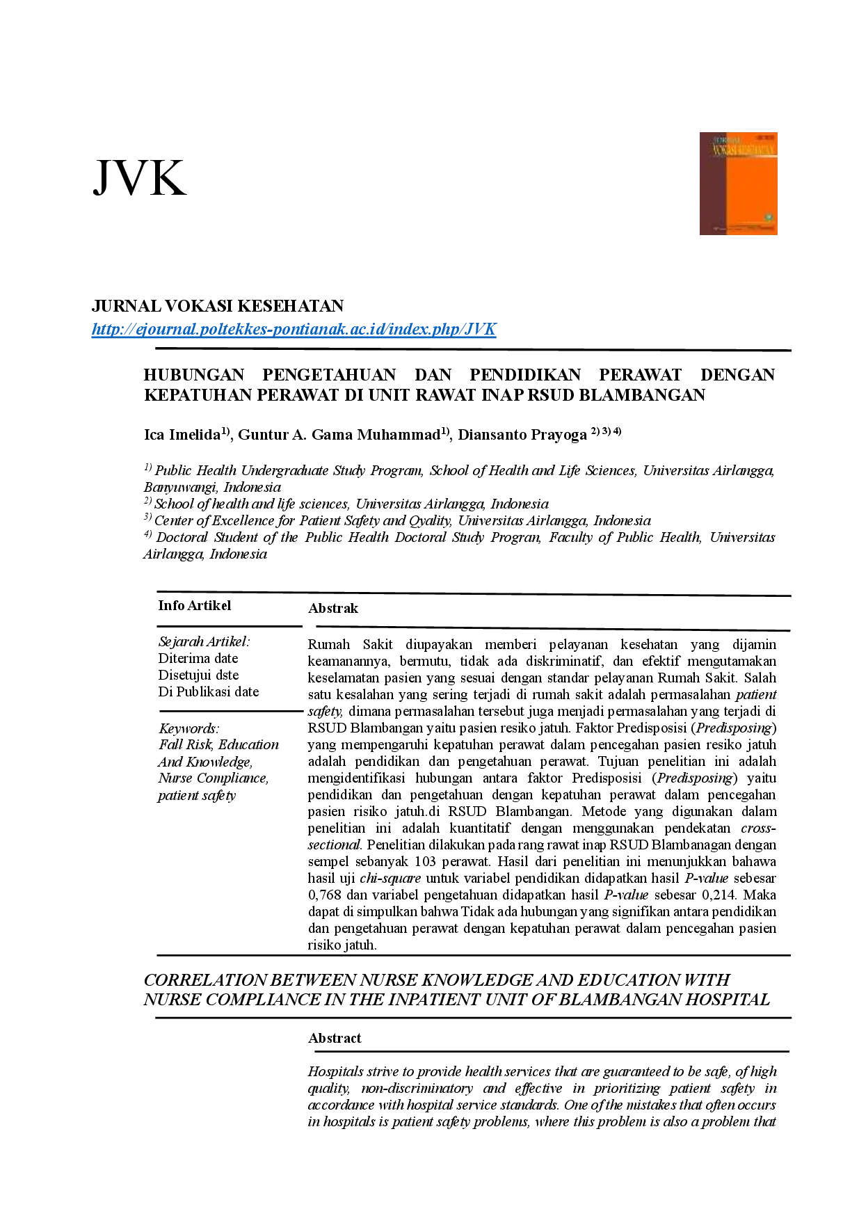 juris Hubungan Pengetahuan dan Pendidikan Perawat Dengan Kepatuhan Perawat Di Unit Rawat Inap Rsud Blambangan
