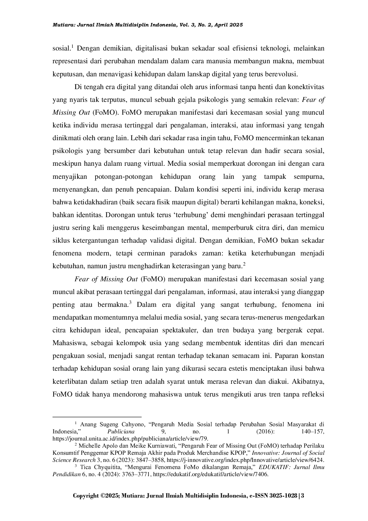 JURIS Hubungan Sindrom Fear of Missing Out FoMO terhadap Perilaku Konsumtif pada Mahasiswa