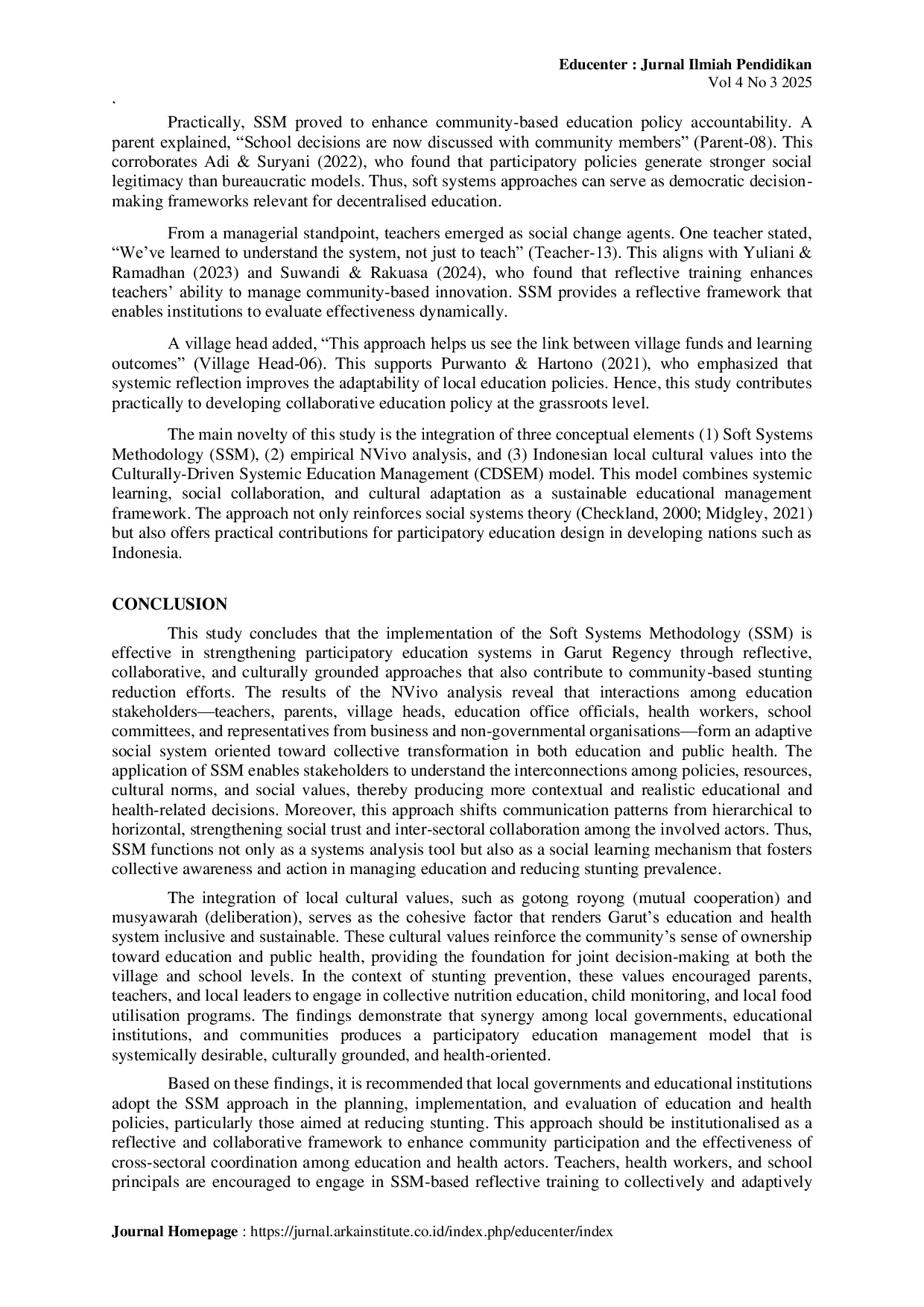 JURIS The application of soft systems methodology as a participatory education strategy in the stunting reduction program in Garut Regency