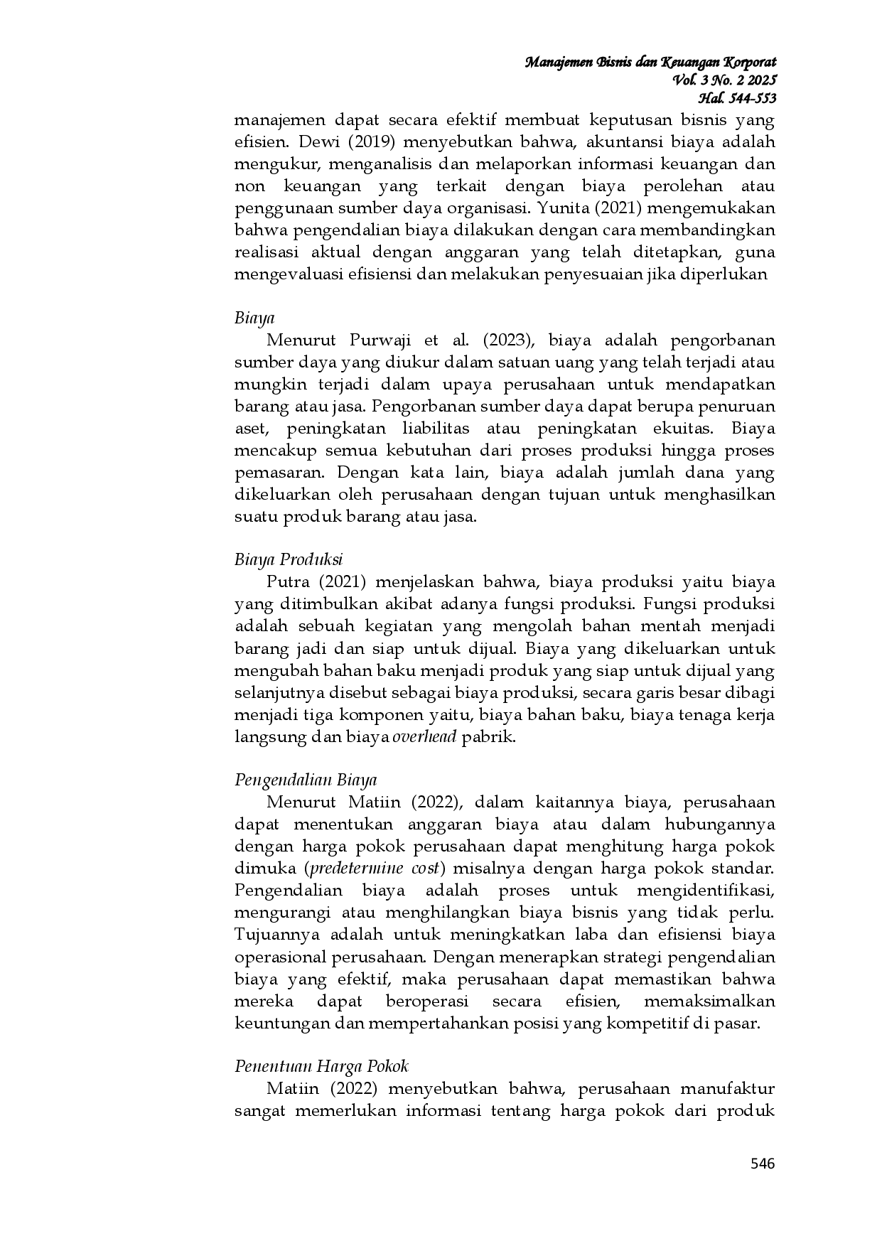 JURIS Analisis Penerapan Target Costing Dalam Pengendalian Biaya Produksi Untuk Efisiensi Proses Produksi Pada UD Sumber Rejeki