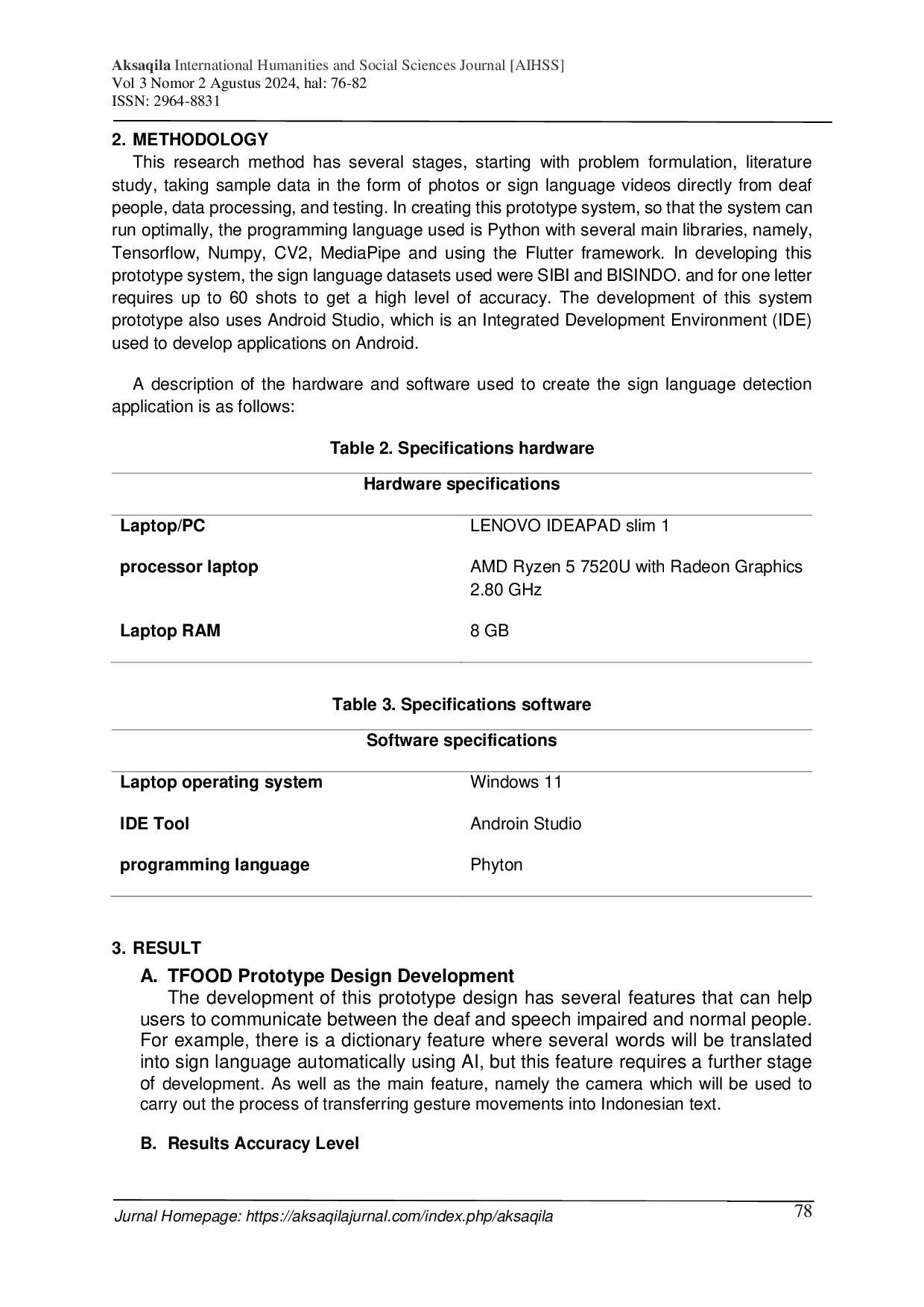 JURIS TFOOD TensorFlow Object Detection Application Design Smart Solution to Create Digital Communication Tools for People with Deaf and Speech Disabilities