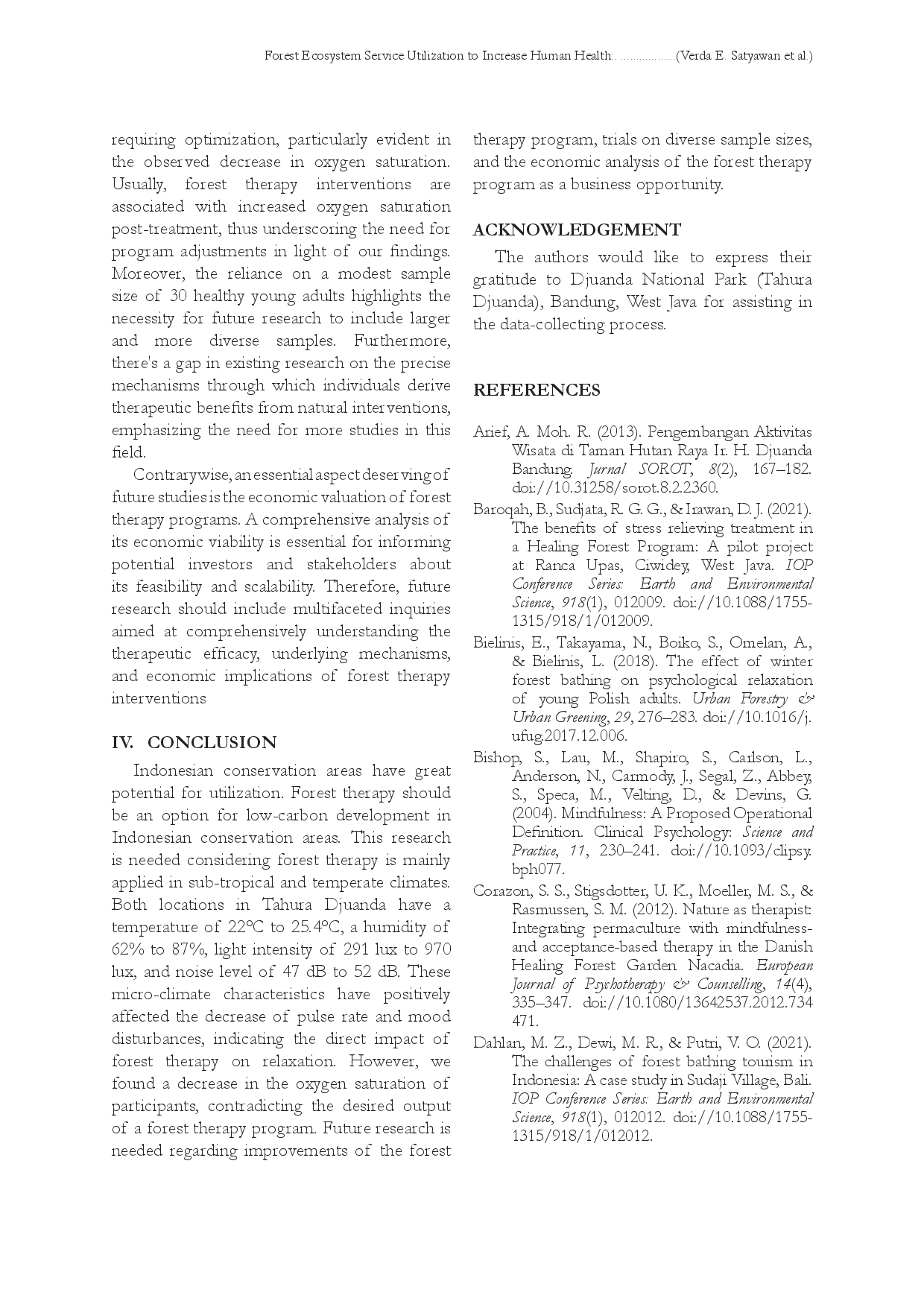 juris Forest Ecosystem Service Utilization to Increase Human Health Forest Therapy Trials in Taman Hutan Raya Ir Djuanda