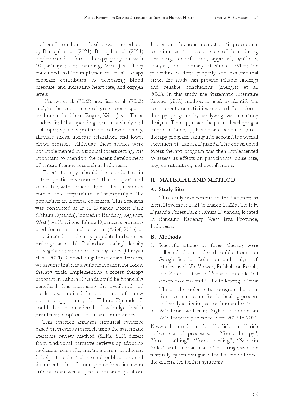juris Forest Ecosystem Service Utilization to Increase Human Health Forest Therapy Trials in Taman Hutan Raya Ir Djuanda