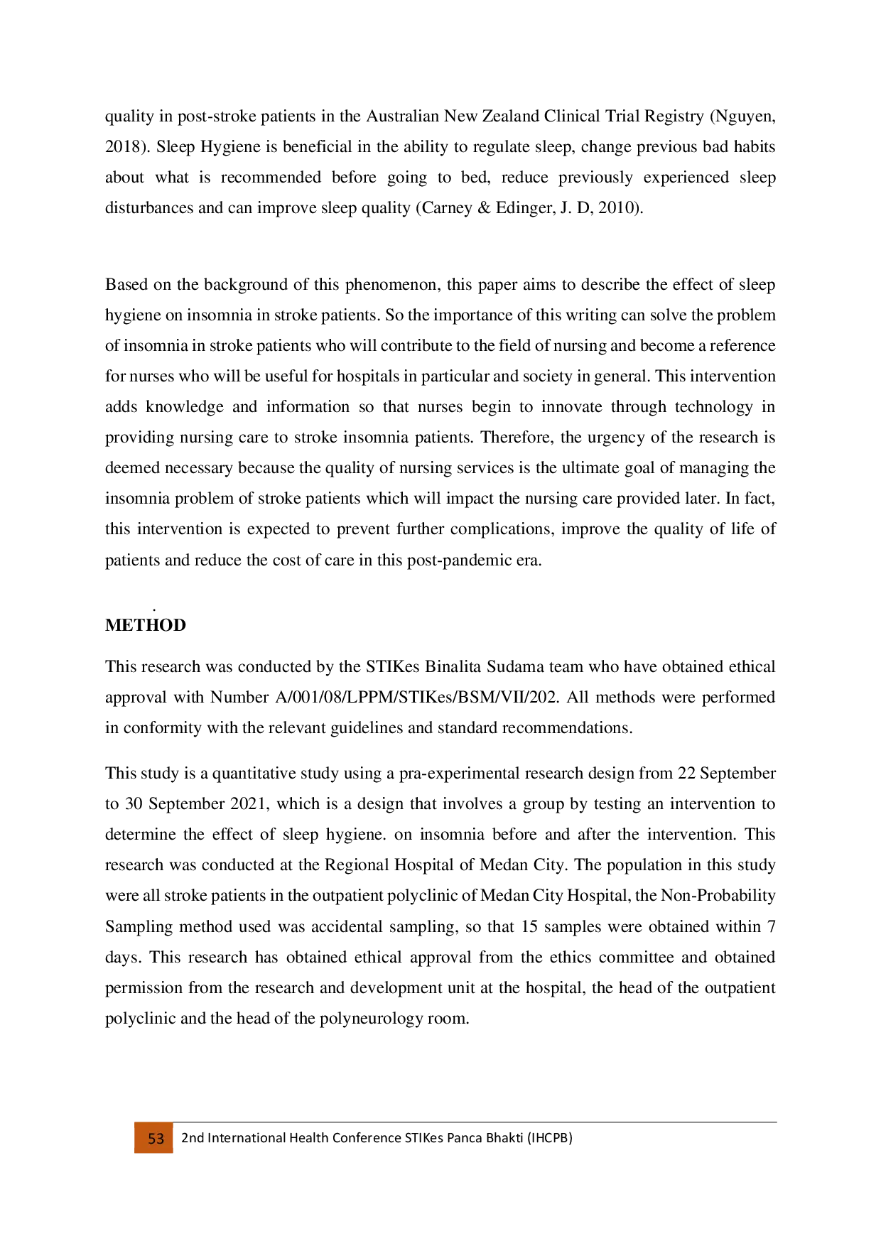 JURIS Sleep Hygiene And Insomnia On Stroke Patient During Pandemic Pra Experiment