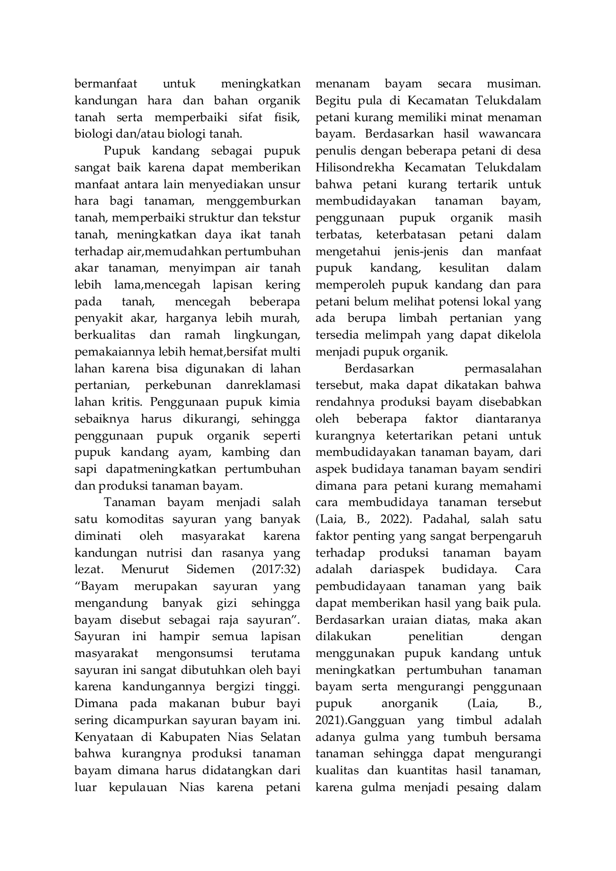 JURIS Penggunaan Pupuk Kandang Terhadap Pertumbuhan Tanaman Bayam