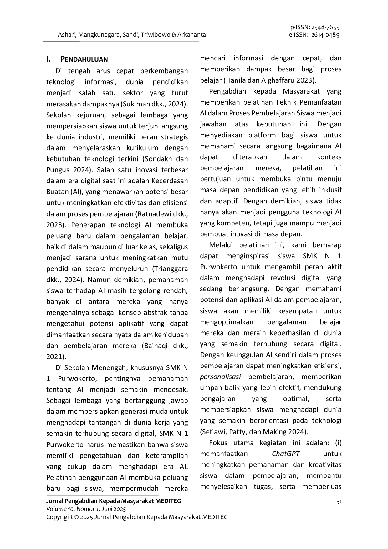 JURIS Optimalisasi Pembelajaran Siswa dengan Pemanfaatan Teknologi AI Solusi Inovatif Pendidikan Modern