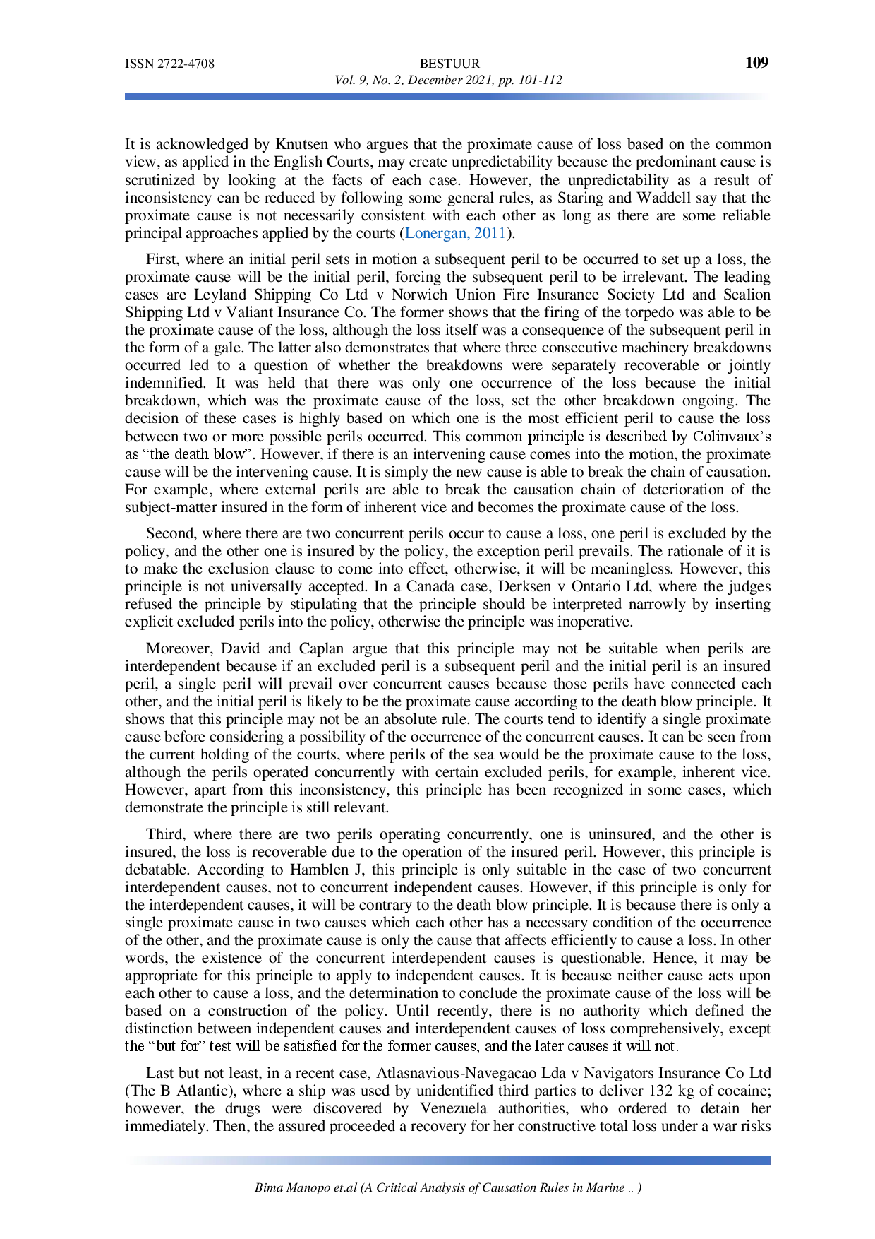 juris A Critical Analysis of Causation Rules in Marine Insurance