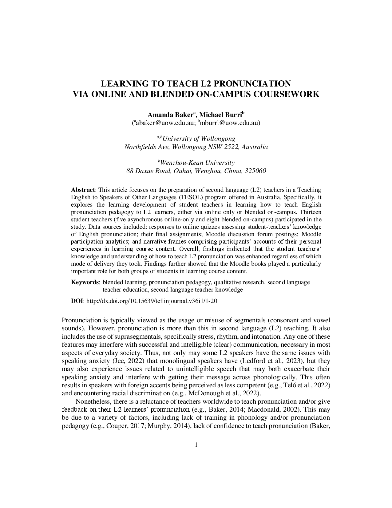 juris Learning To Teach L2 Pronunciation Via Online And Blended On Campus Coursework