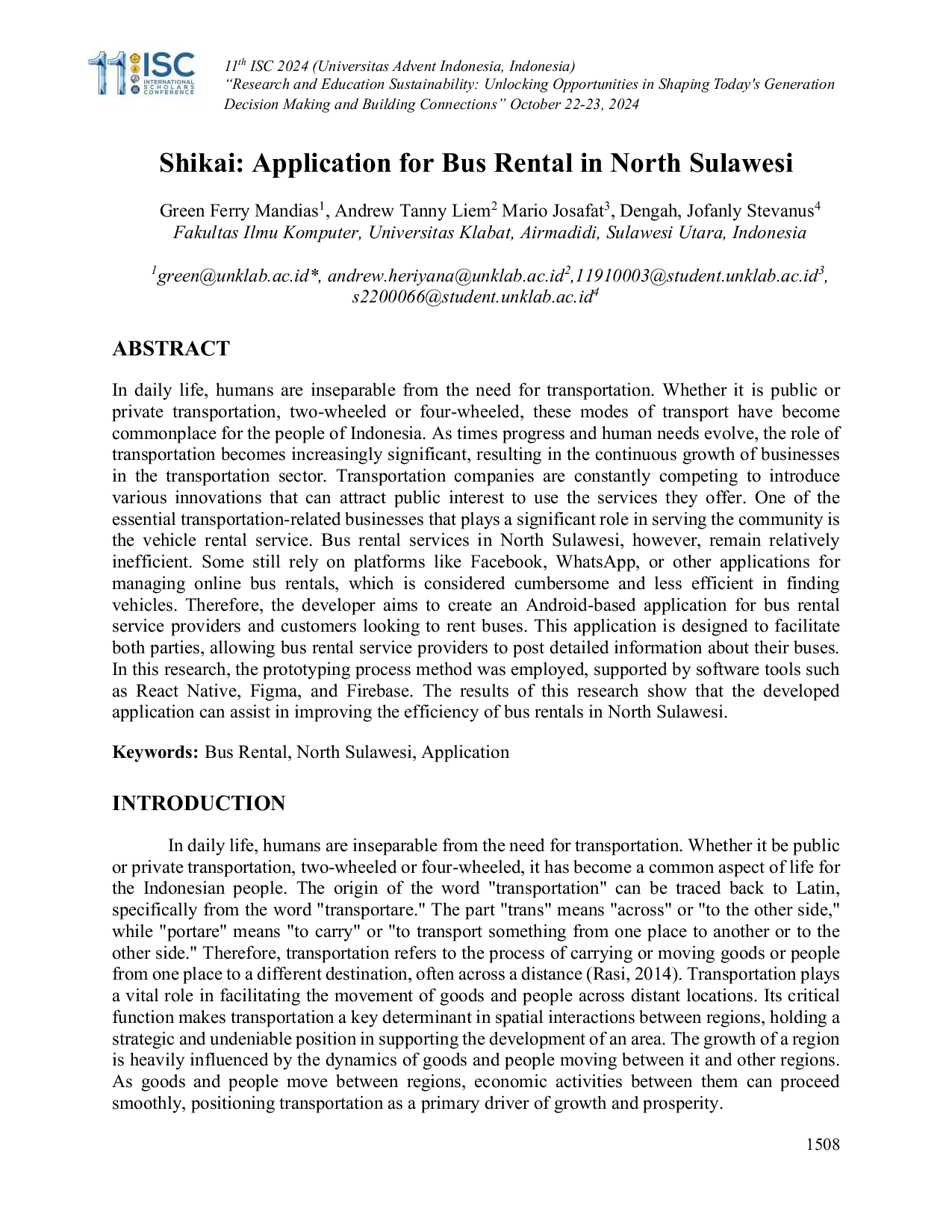 JURIS Shikai Application for Bus Rental in North Sulawesi