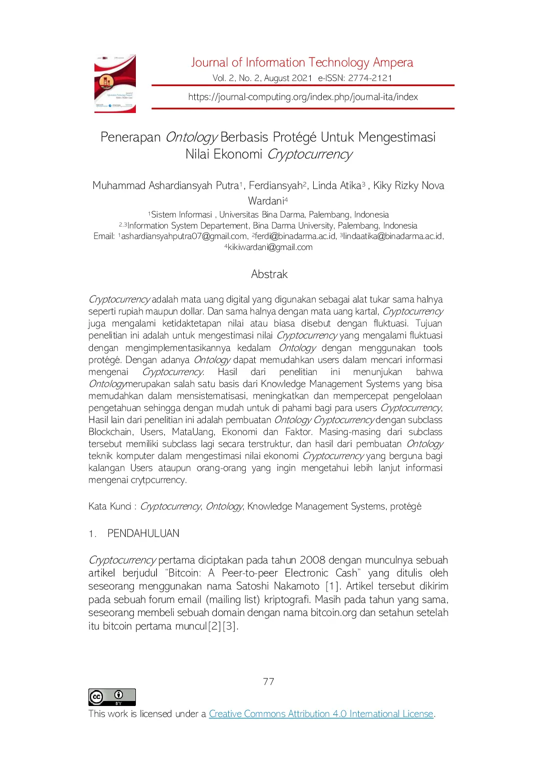 juris Penerapan Ontology Berbasis Prot g Untuk Mengestimasi Nilai Ekonomi Cryptocurrency